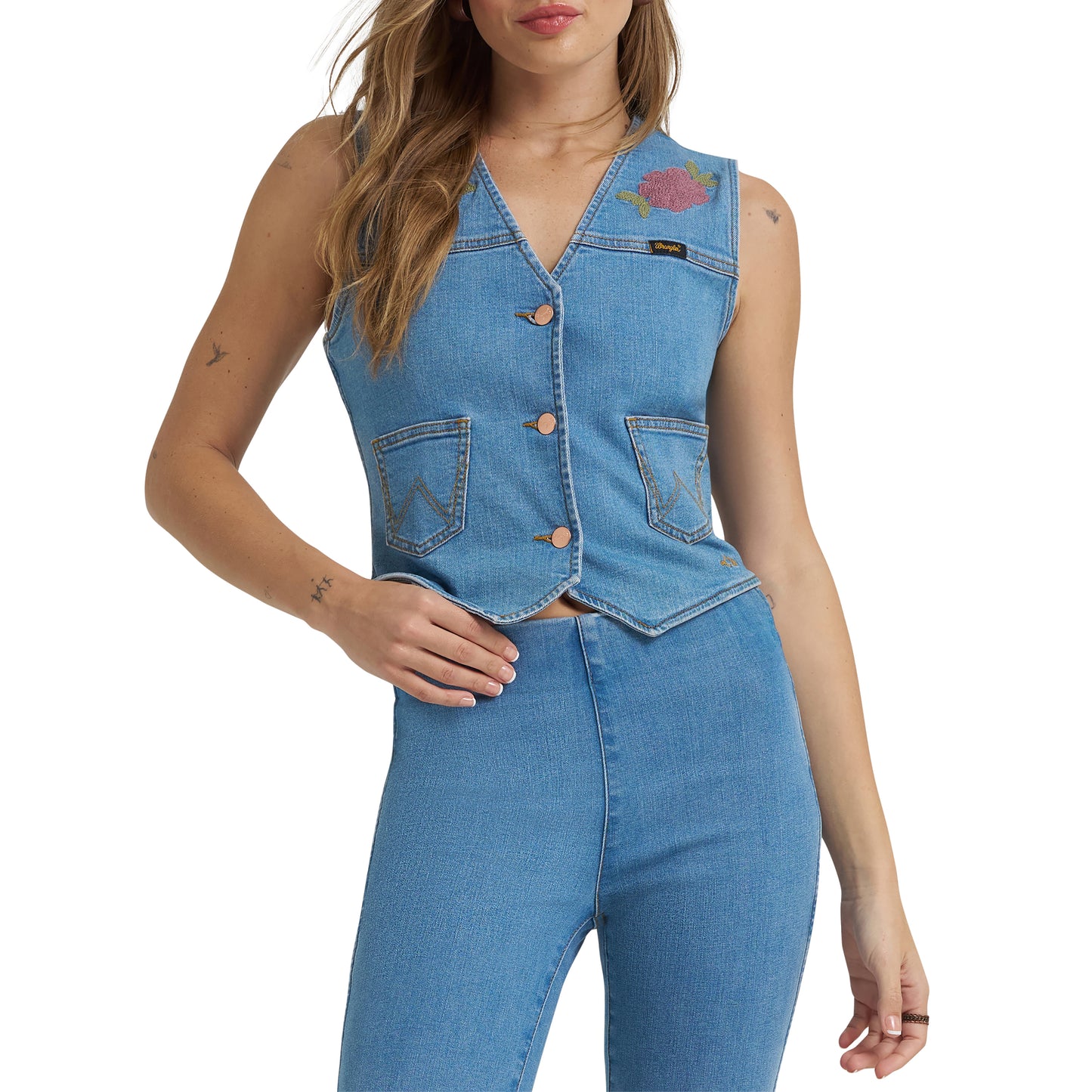 Wrangler X Lainey Wilson Ladies Blue Denim Vest 112375559
