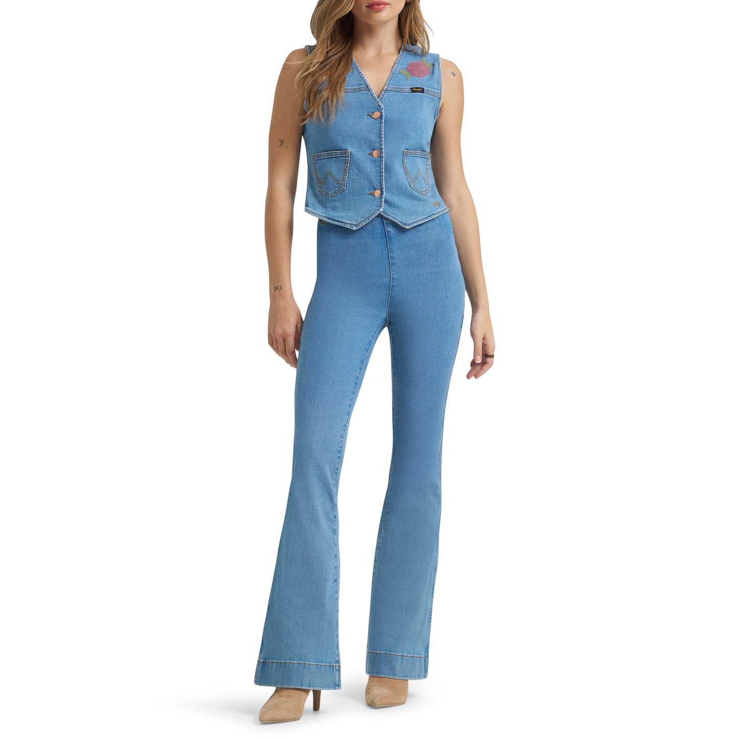 Wrangler X Lainey Wilson Ladies Blue Pull On Flare Jean 112375596