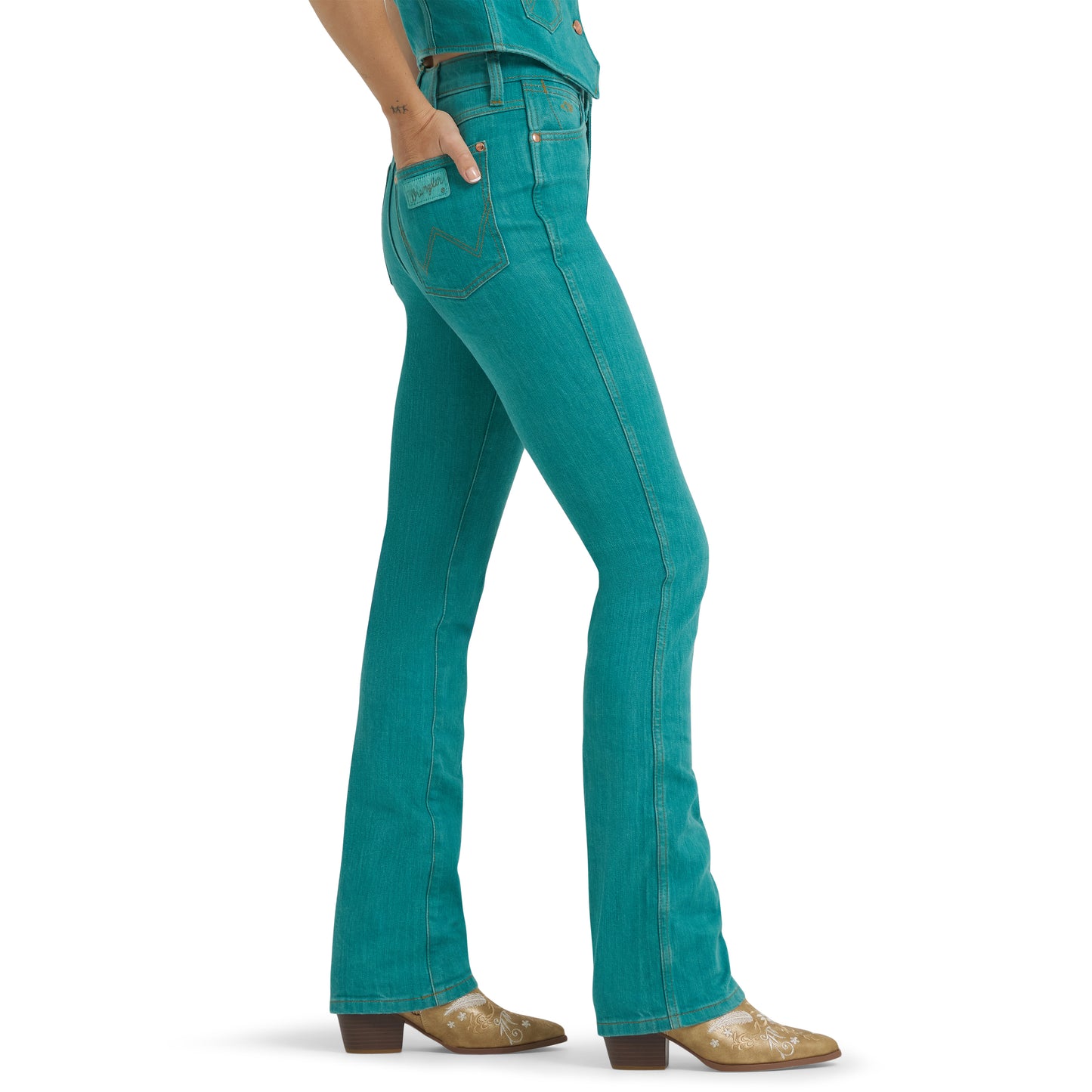 Wrangler X Lainey Wilson Ladies Turquoise Boot Hugger Jean 112375605