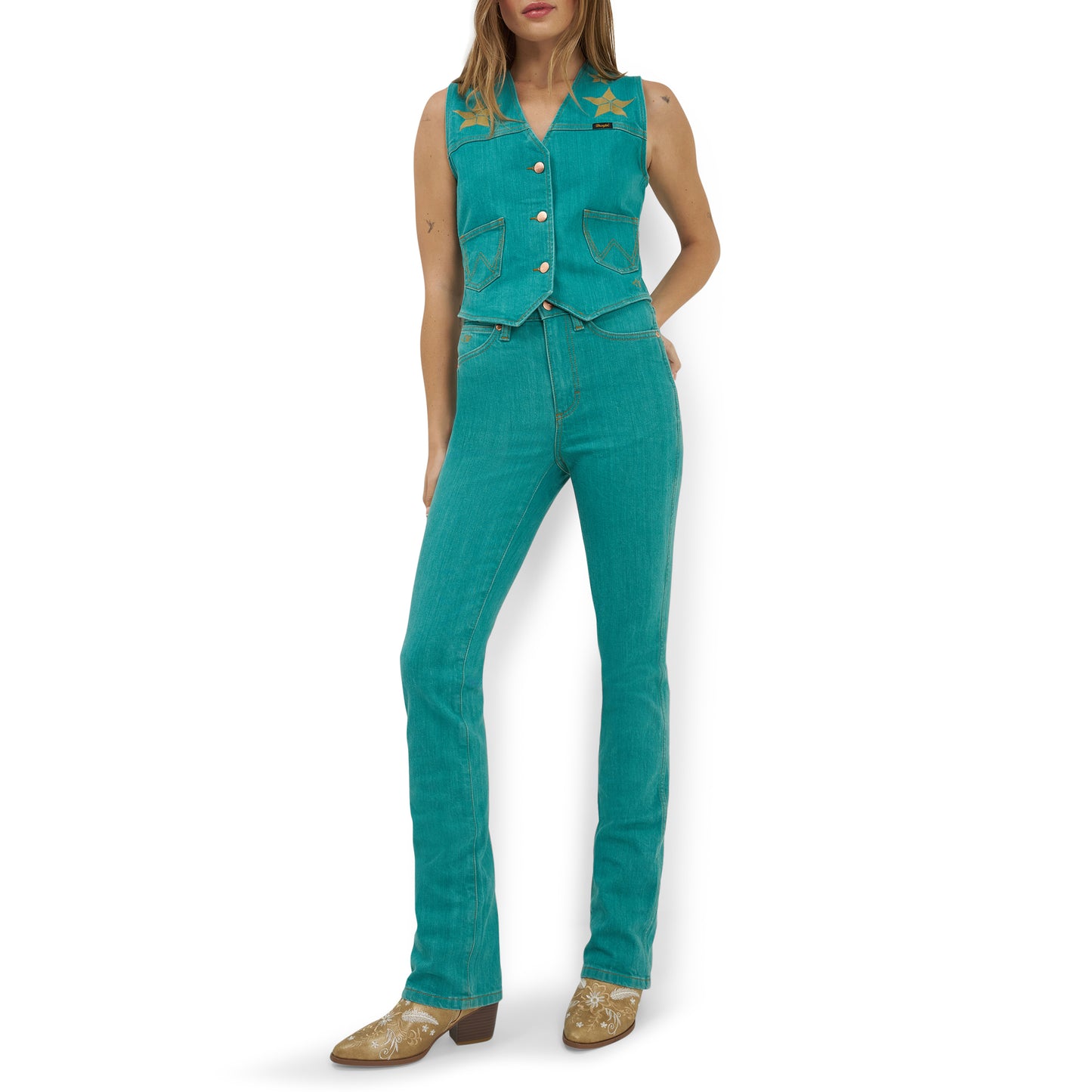 Wrangler X Lainey Wilson Ladies Turquoise Boot Hugger Jean 112375605