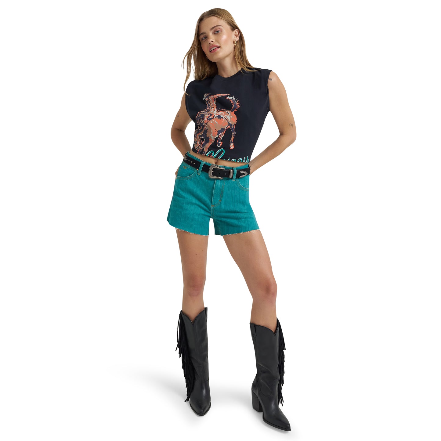 Wrangler X Lainey Wilson Ladies Rider Black T-Shirt 112375645