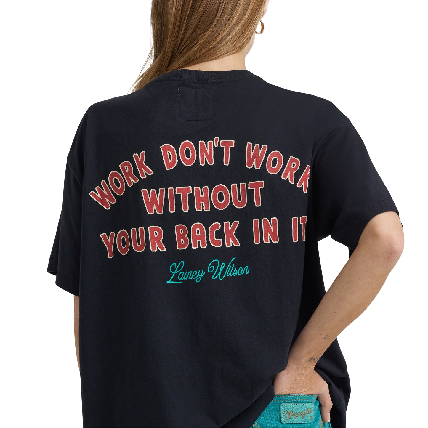 Wrangler X Lainey Wilson Ladies Rider Black T-Shirt 112375645