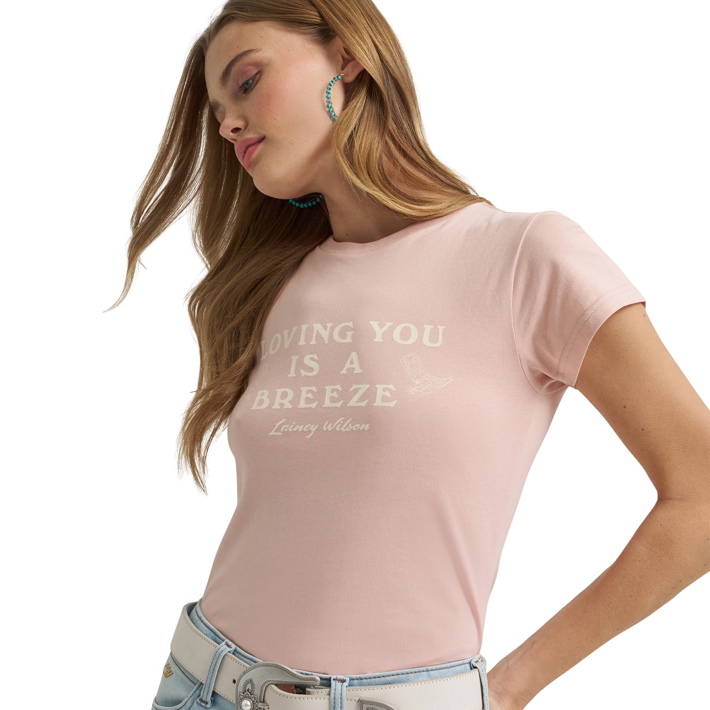 Wrangler X Lainey Wilson Ladies Breeze Pink T-Shirt 112375646