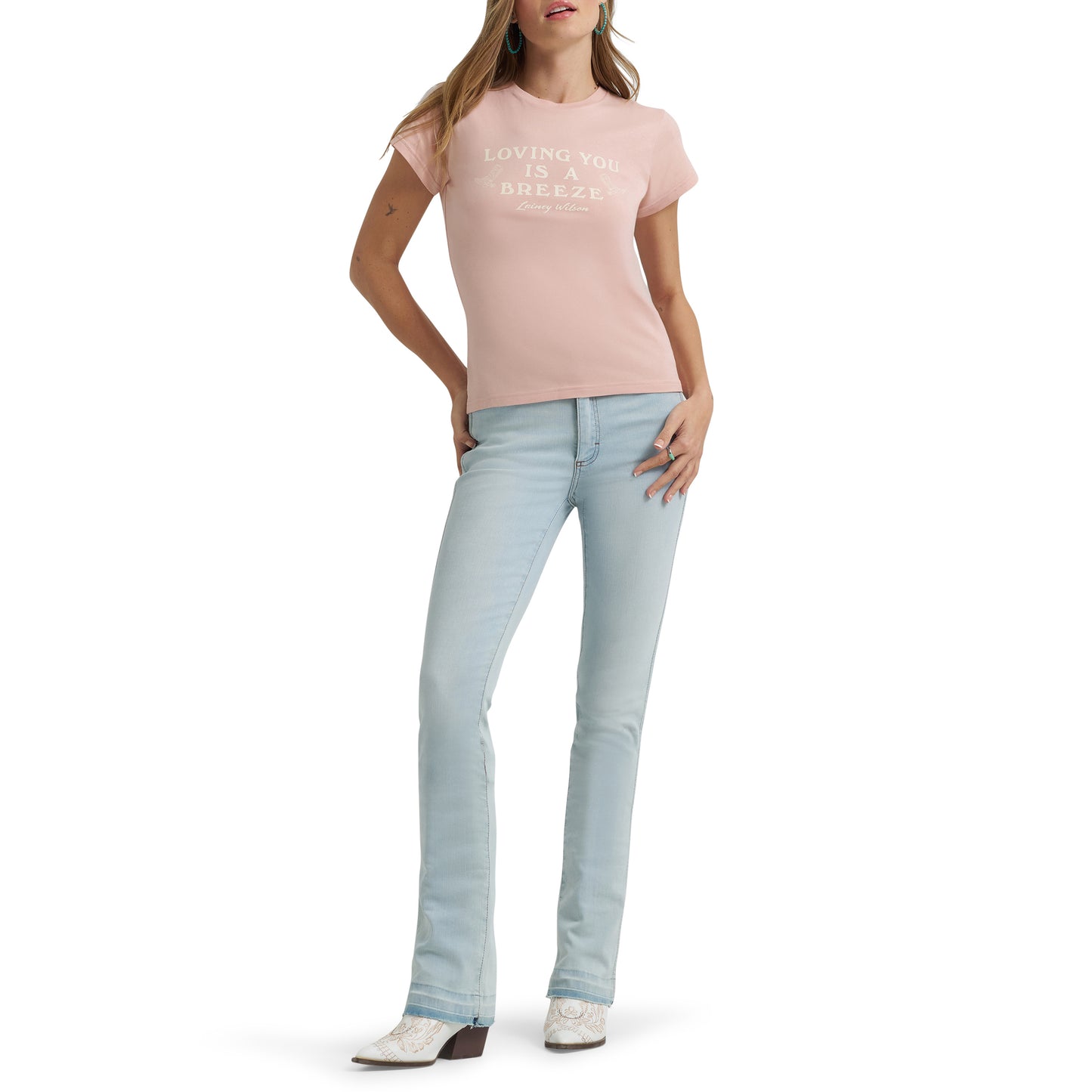 Wrangler X Lainey Wilson Ladies Breeze Pink T-Shirt 112375646