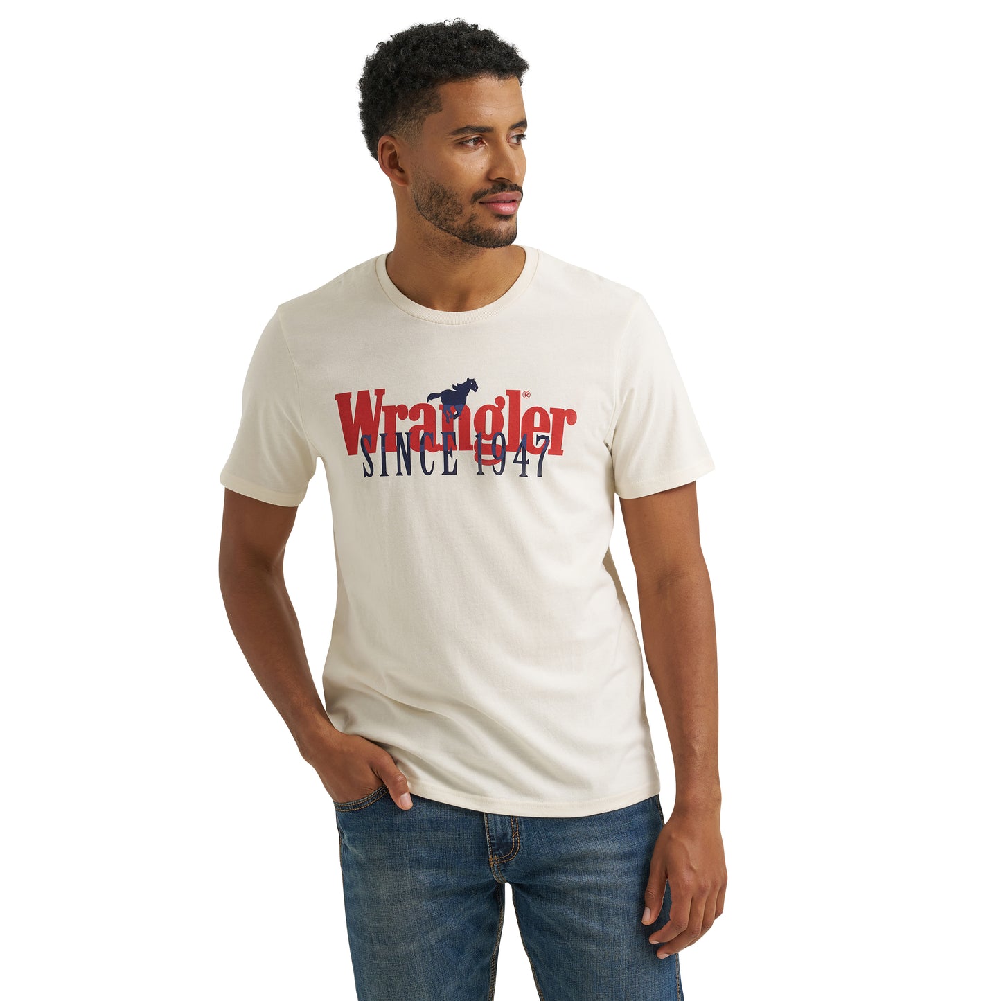 Wrangler Men's Logo Graphic Egret White T-Shirt 112375735
