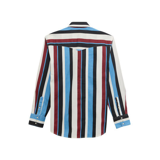 Wrangler Youth Boy's Vintage Brushpopper Blue Multi Snap Shirt 112375804