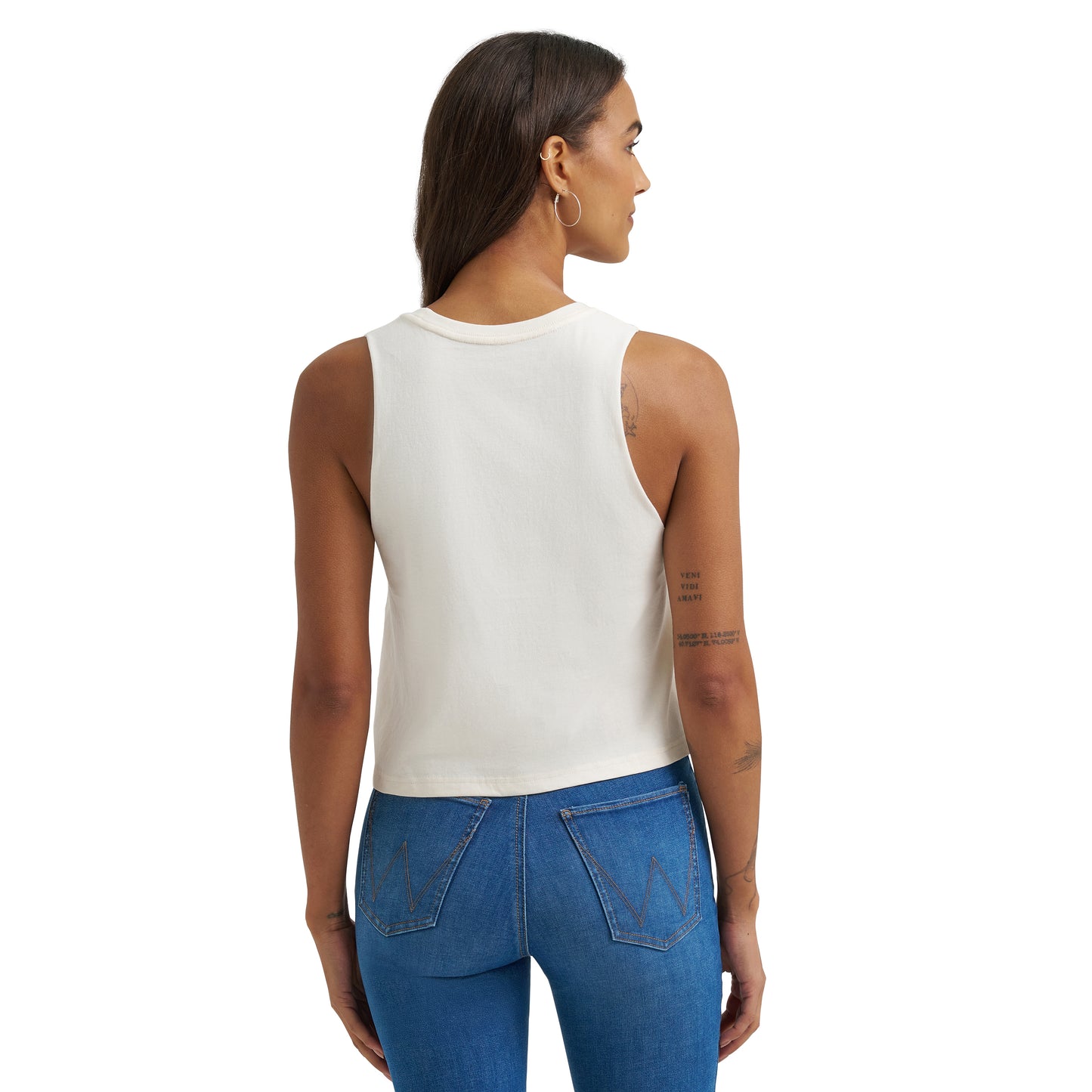 Wrangler Ladies Egret Graphic Logo Festival Crop Tank Top 112375847
