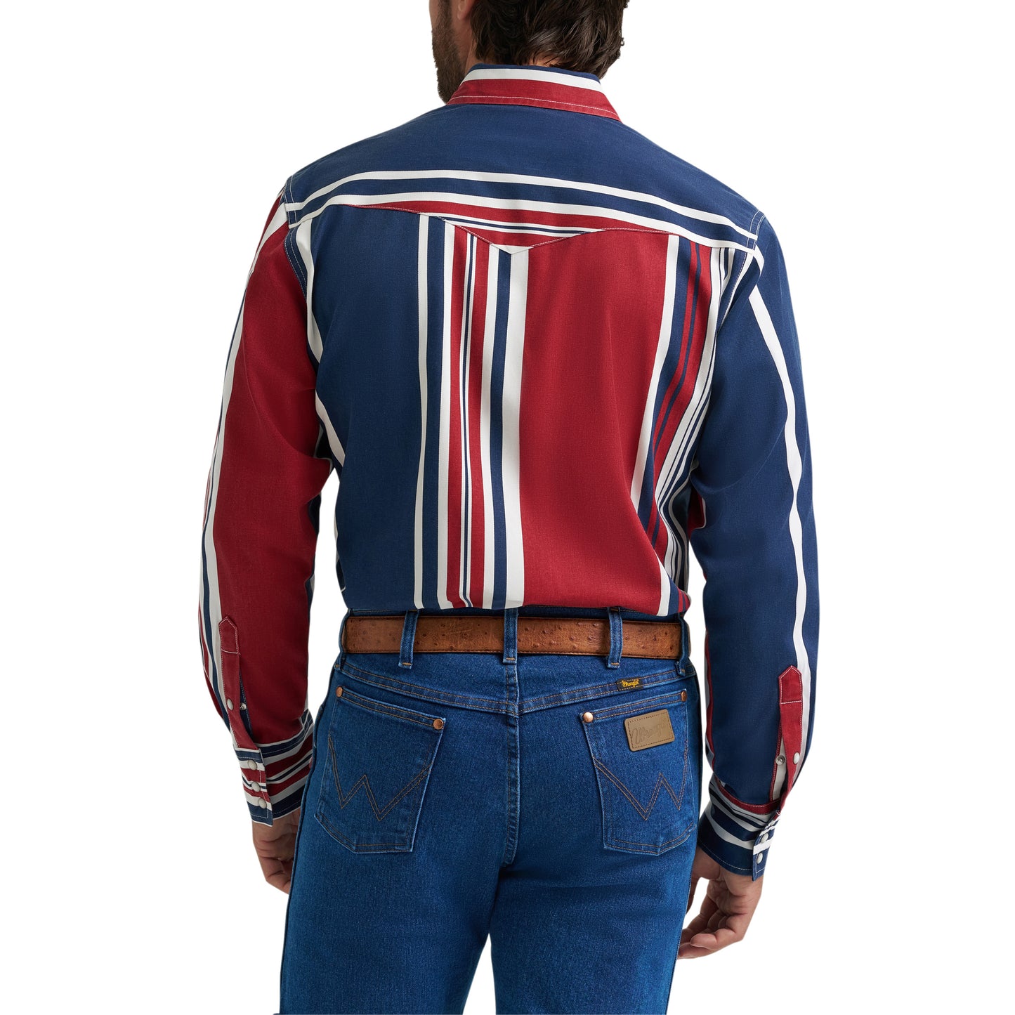 Wrangler Men's Vintage Inspired Blue Multi Stripe Snap Shirt 112375916