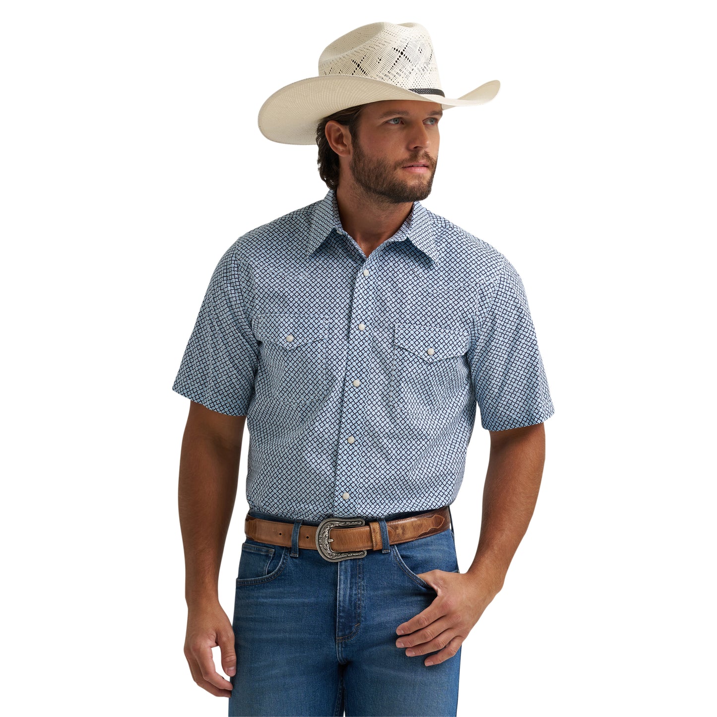 Wrangler Men's 20X Competition Blue Classic Fit Shirt 112378713