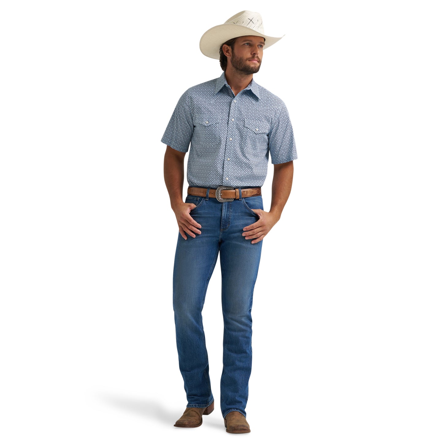 Wrangler Men's 20X Competition Blue Classic Fit Shirt 112378713