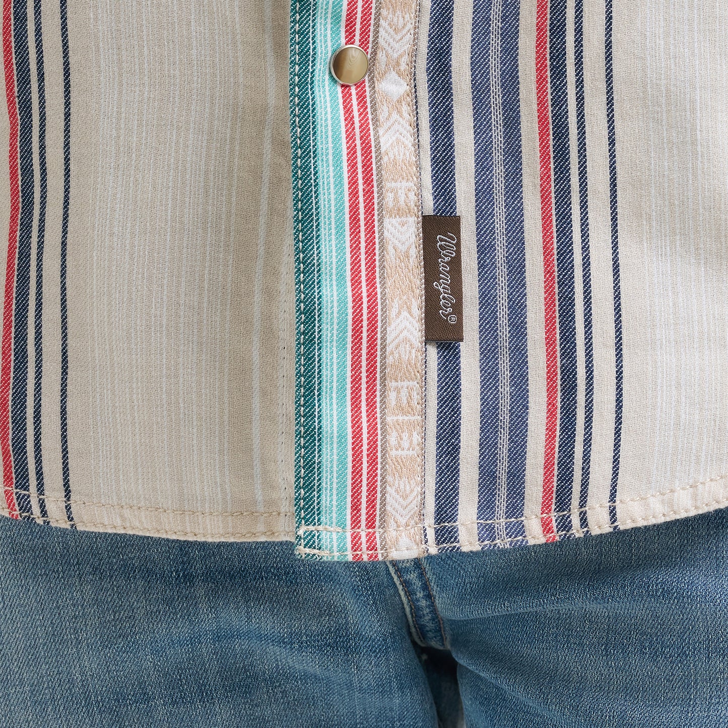 Wrangler Men's Retro Premium Tan Multi Stripe Snap Shirt 112378795