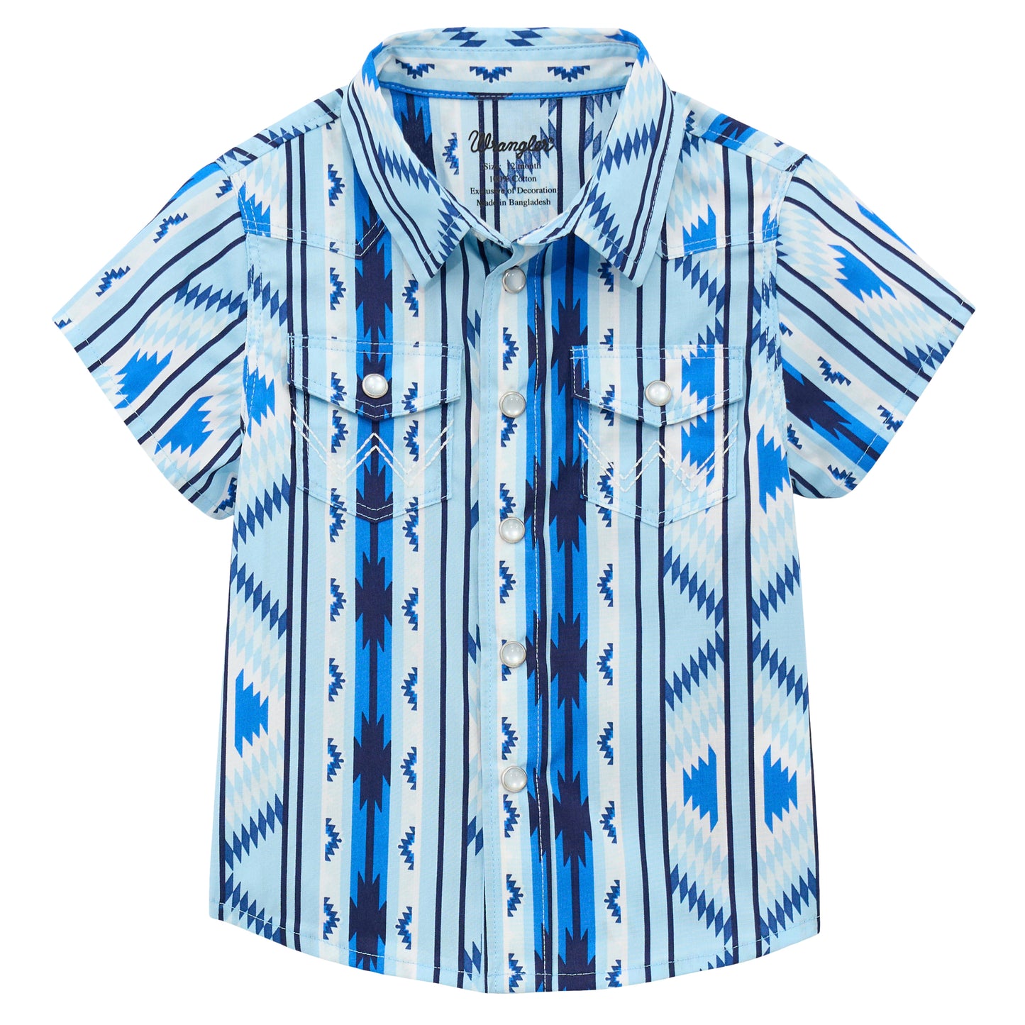 Wrangler Boy's Aztec Blue Button Down Shirt 112378883