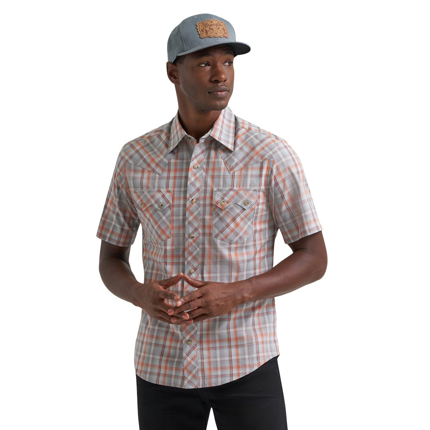 Wrangler Retro® Men's Grey Plaid Modern Fit Snap Shirt 112378935