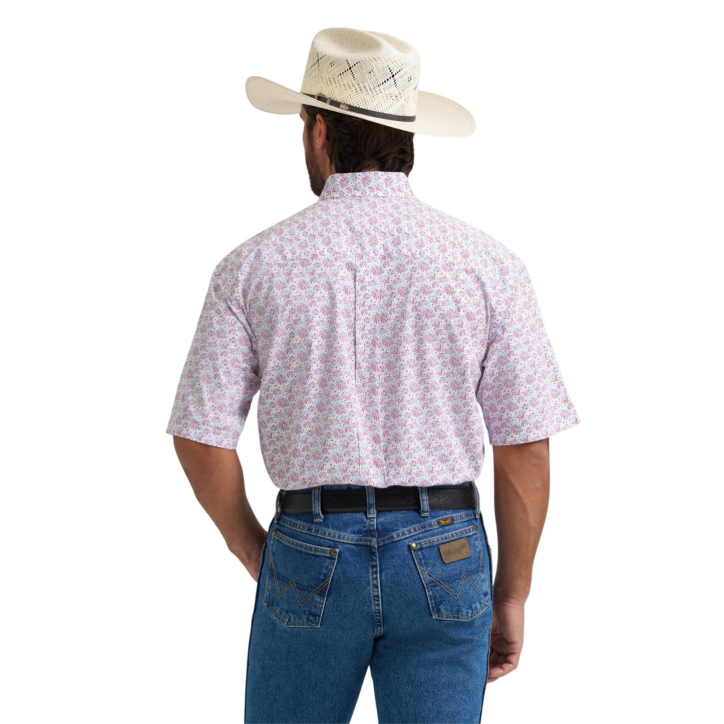Wrangler X George Strait Men's Blue & Red One Pocket Button Shirt 112379061