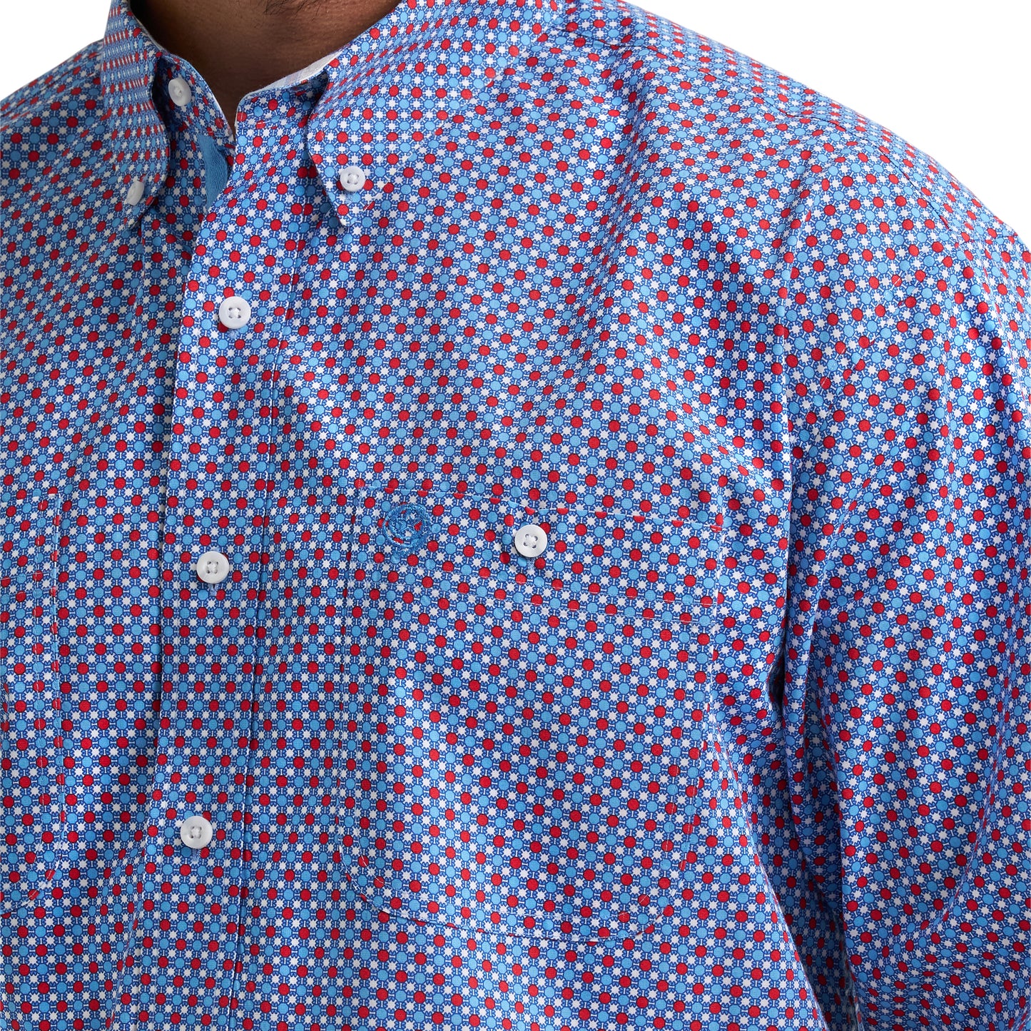 Wrangler X George Strait Men's Blue & Red Western Shirt 112379064