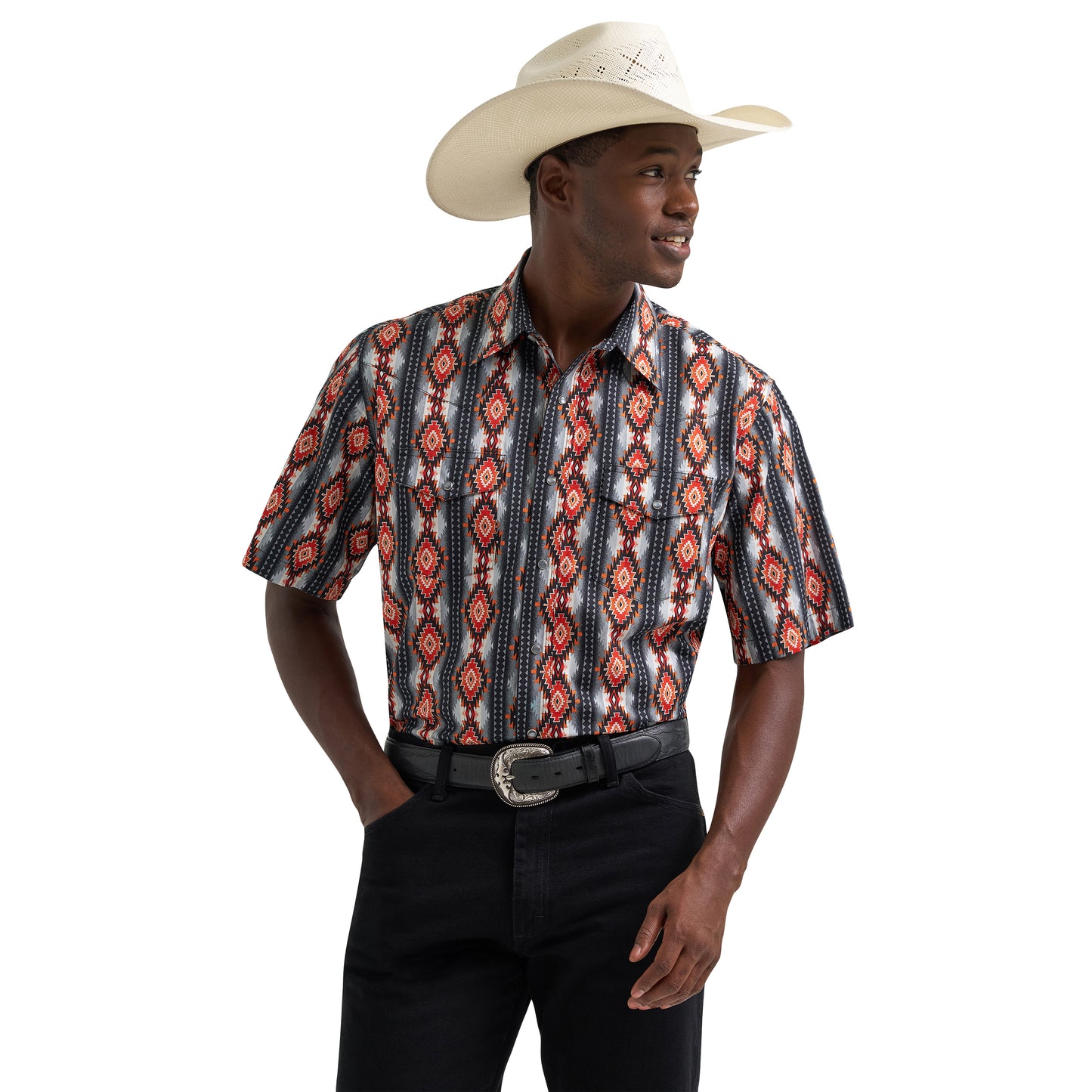 Wrangler Checotah® Men's Western Black Multi Snap Shirt 112379164