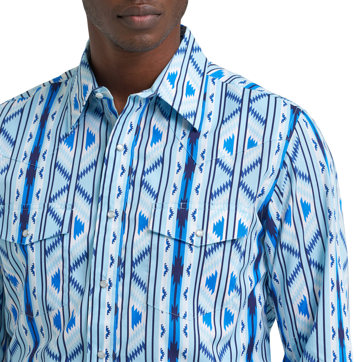 Wrangler Men's Checotah Classic Fit Blue Western Snap Shirt 112379225
