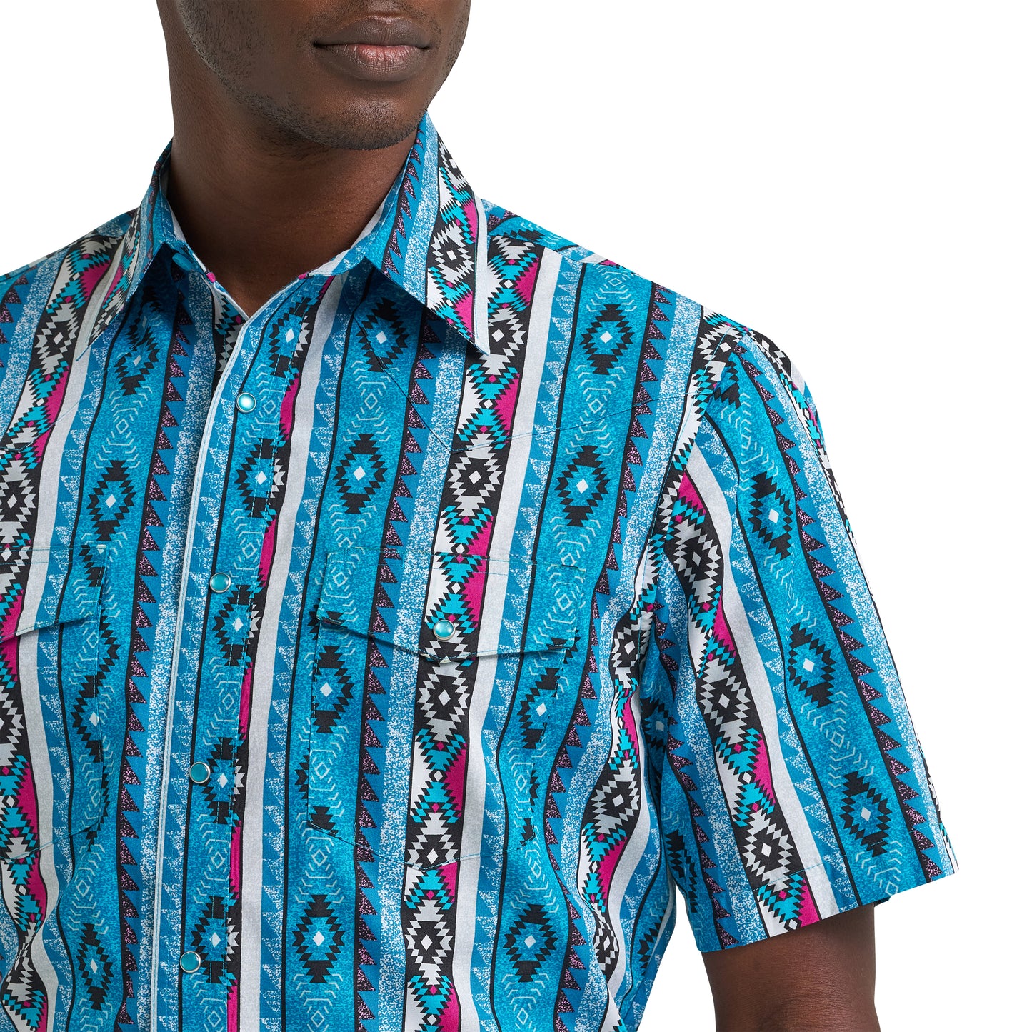 Wrangler Checotah® Men's Western Turquoise Multi Snap Shirt 112379227