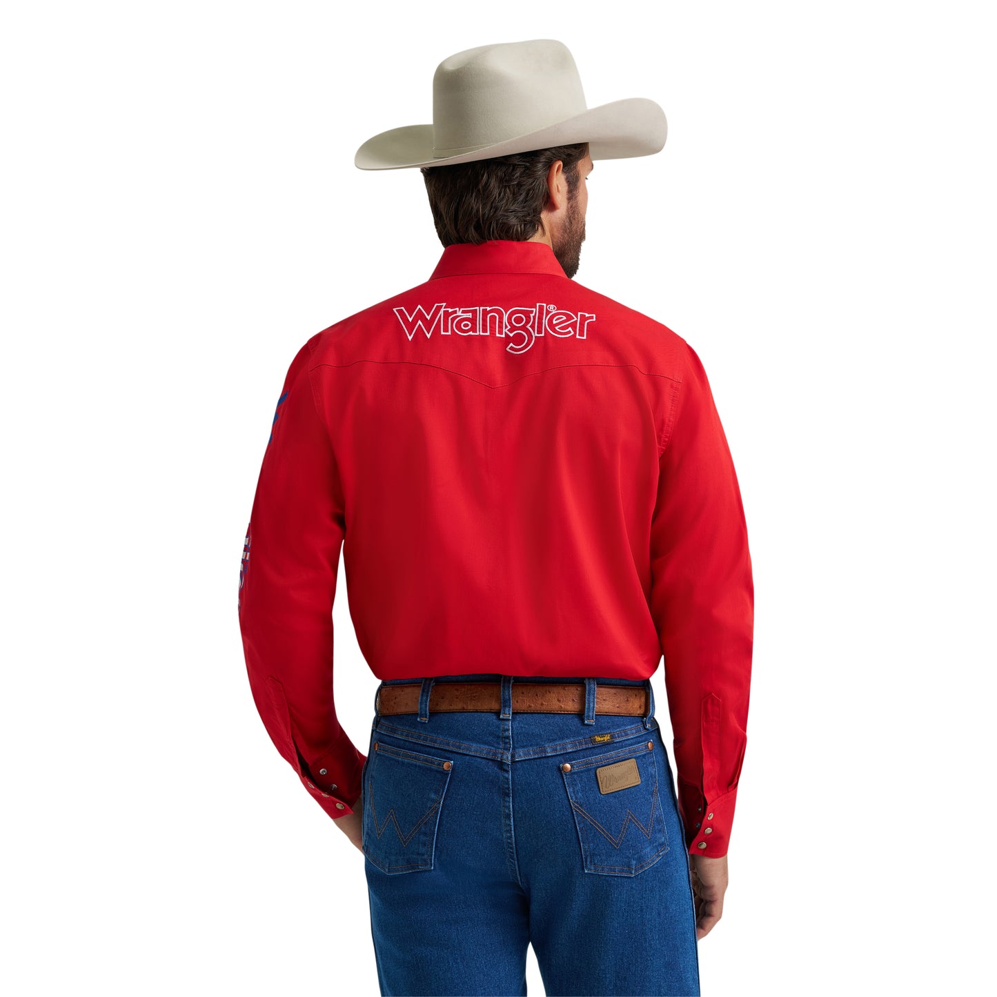 Wrangler Men's Red Long Sleeve Logo Snap Shirt 112379238
