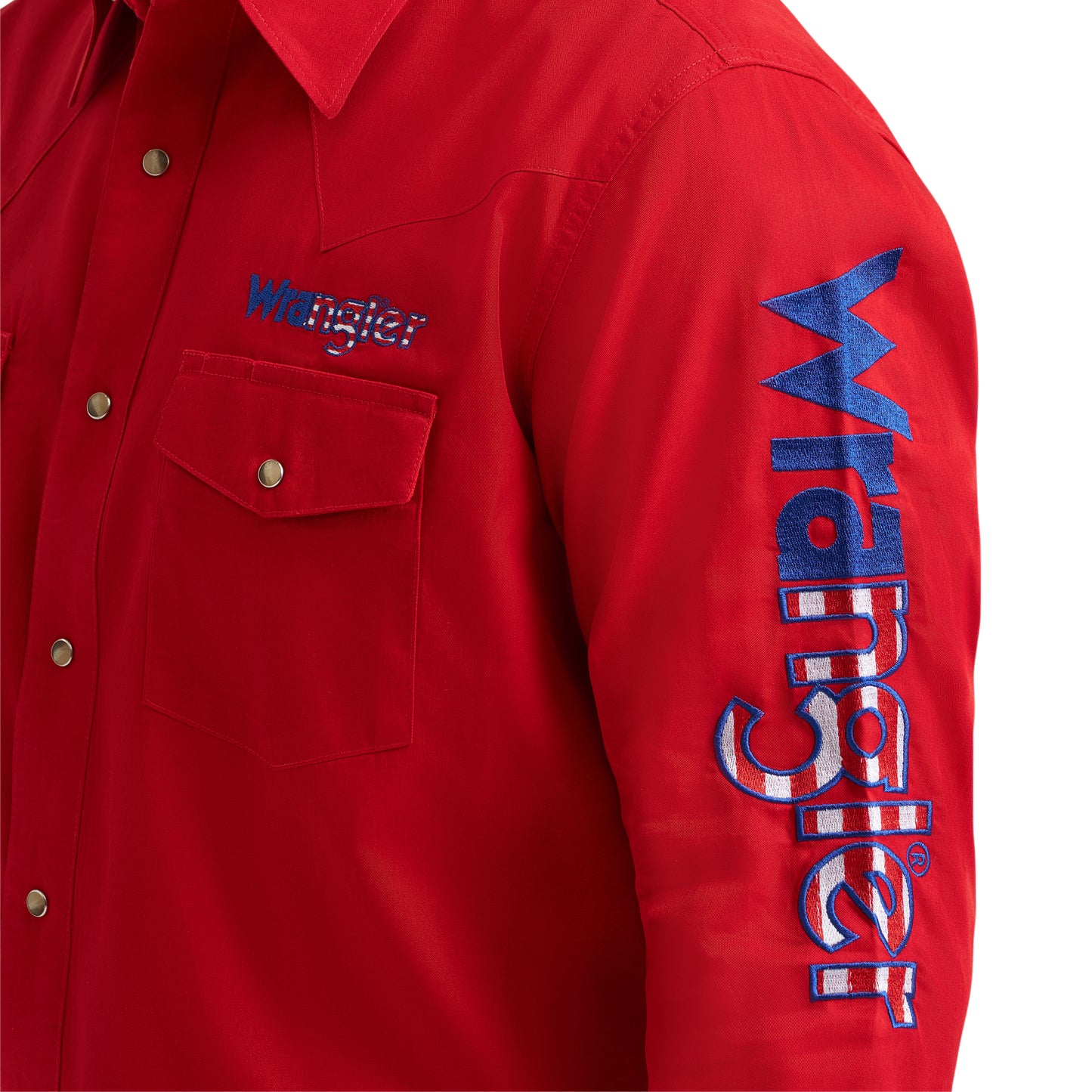 Wrangler Men's Red Long Sleeve Logo Snap Shirt 112379238