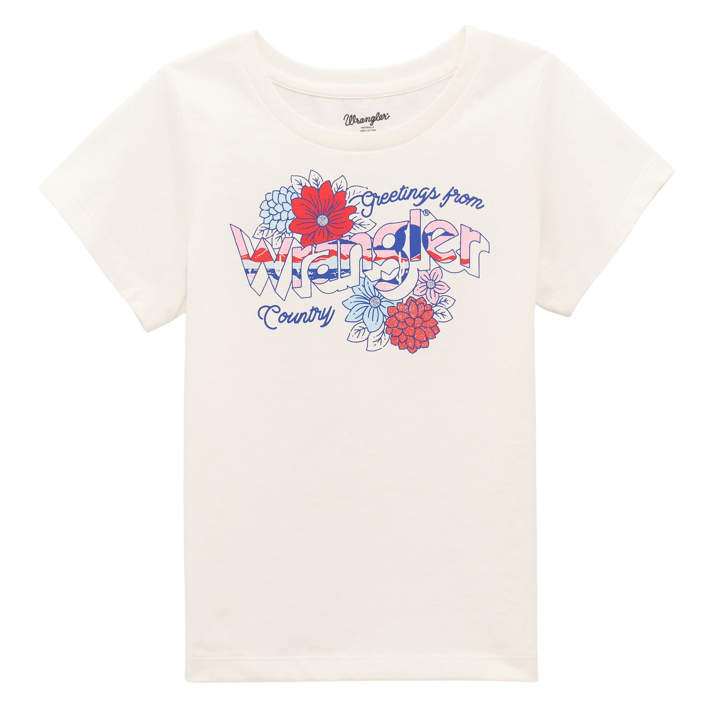 Wrangler Girl's Youth Floral Logo Graphic White T-Shirt 112379389