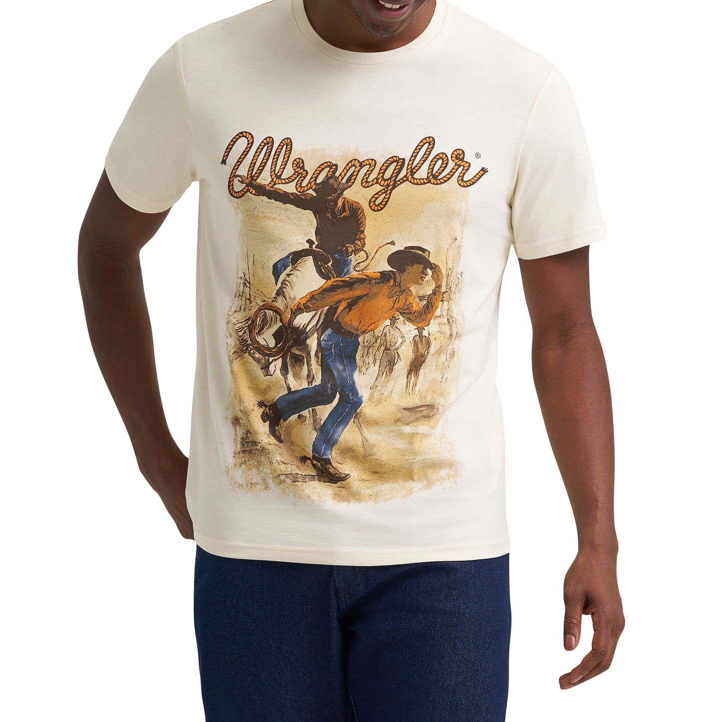Wrangler Men's Graphic Regular Fit Antique White T-Shirt 112380298