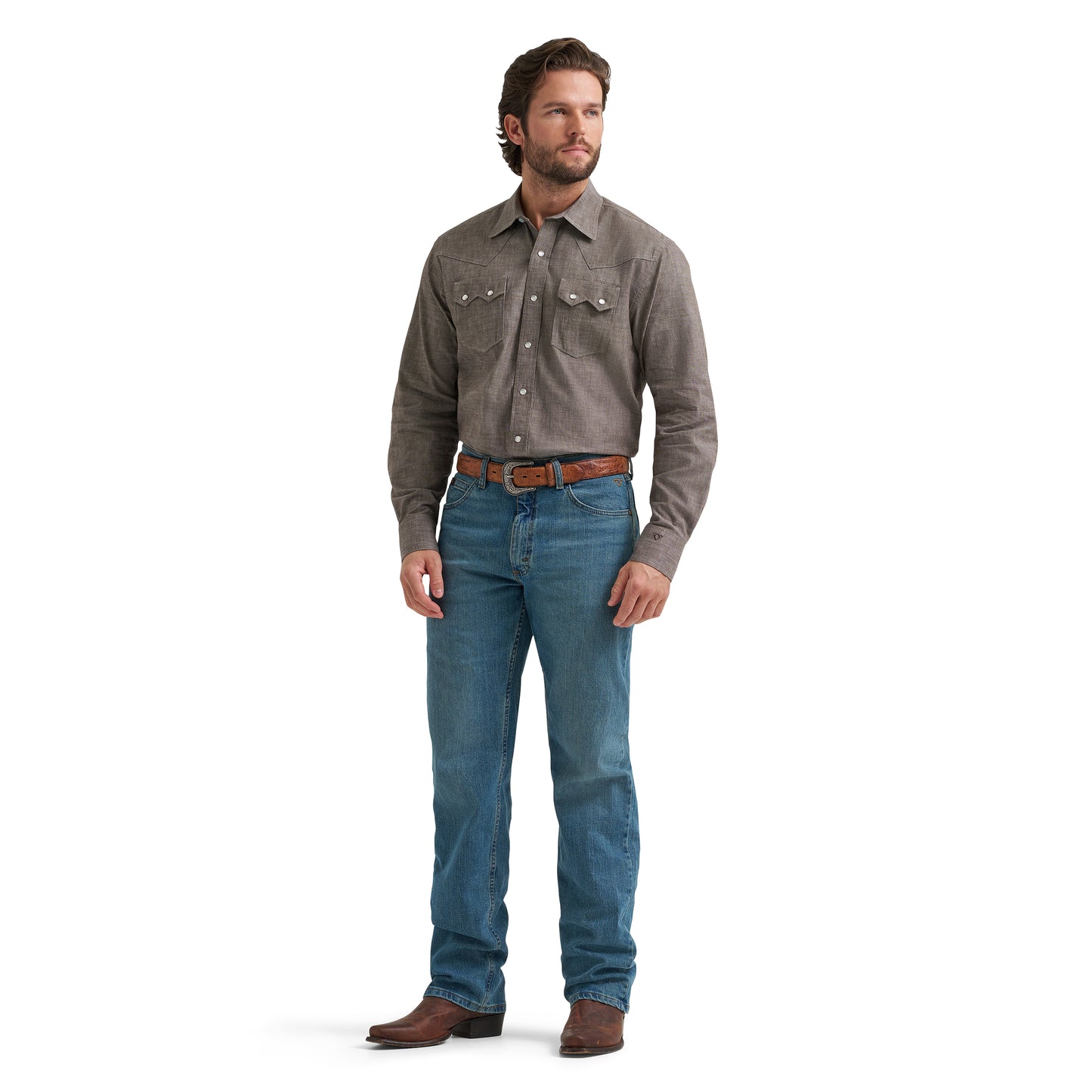 Wrangler X Cody Johnson Olive Classic Fit Snap Shirt 112381513