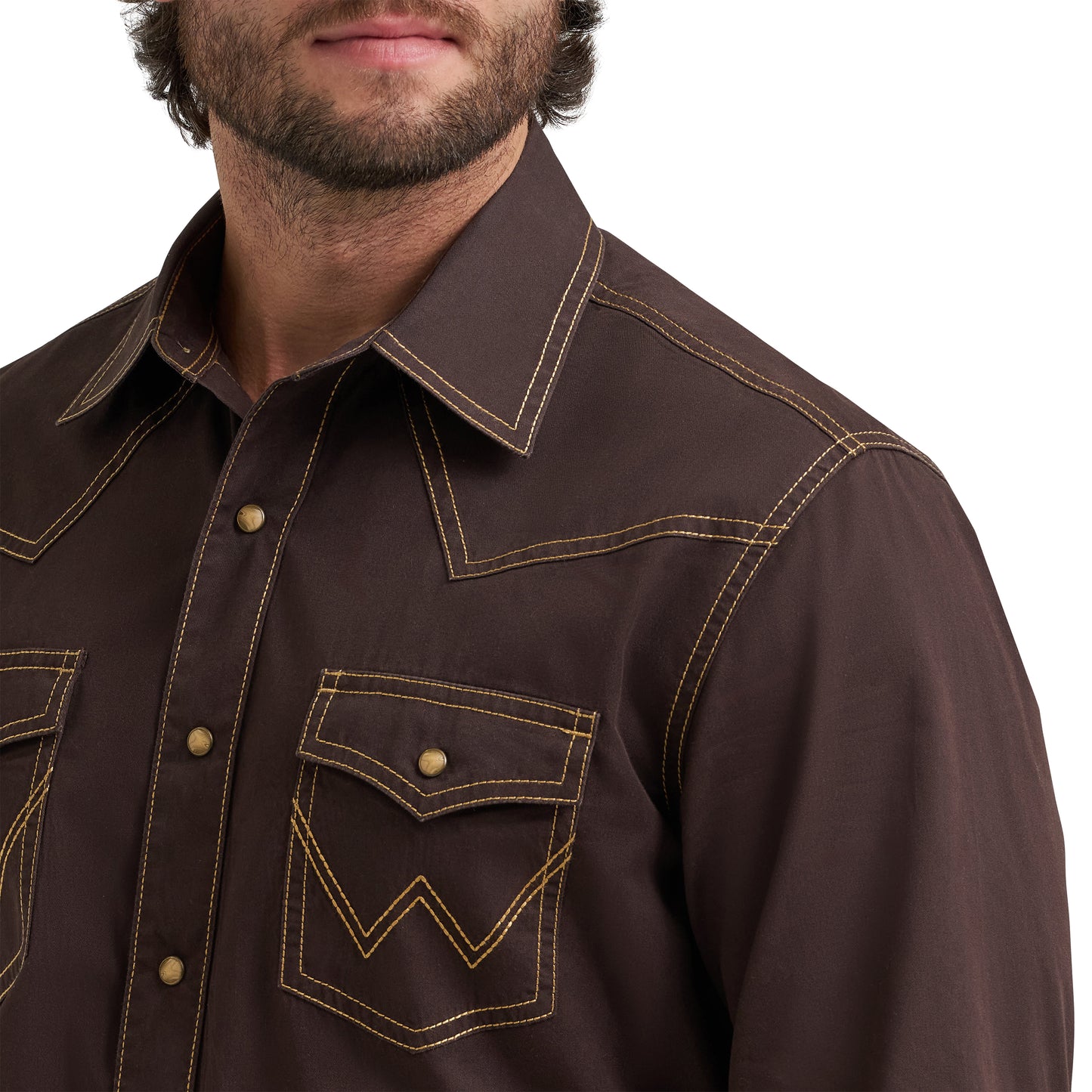 Wrangler Men's Retro® Brown Premium Modern Fit Snap Shirt 112381533