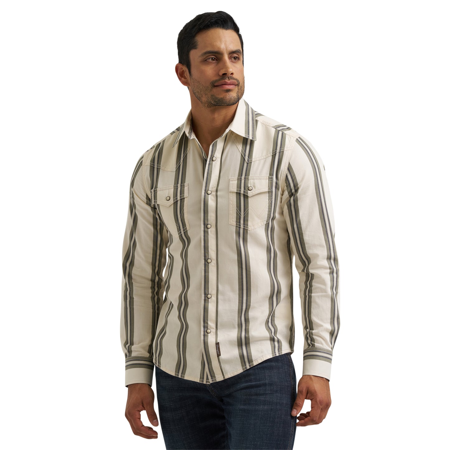 Wrangler Men's Retro Premium Green Modern Fit Snap Shirt 112381538