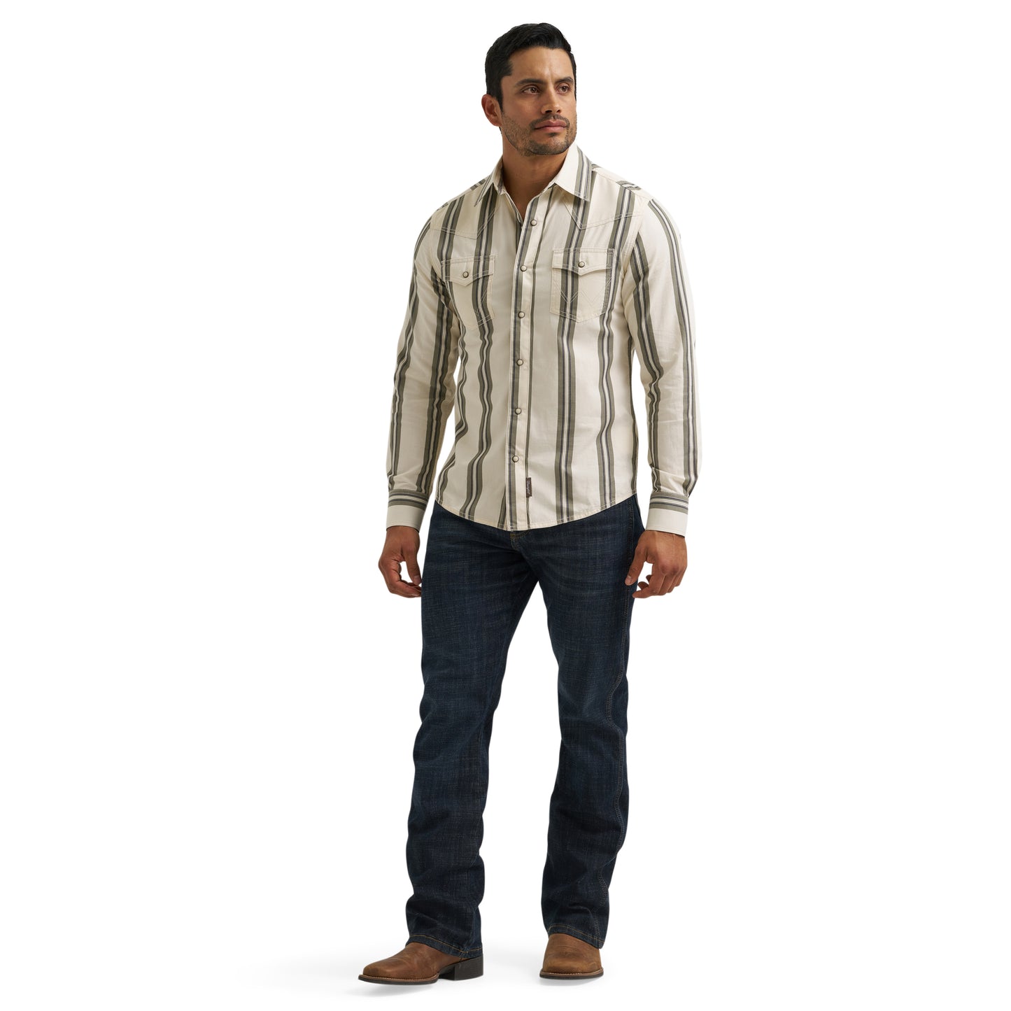 Wrangler Men's Retro Premium Green Modern Fit Snap Shirt 112381538