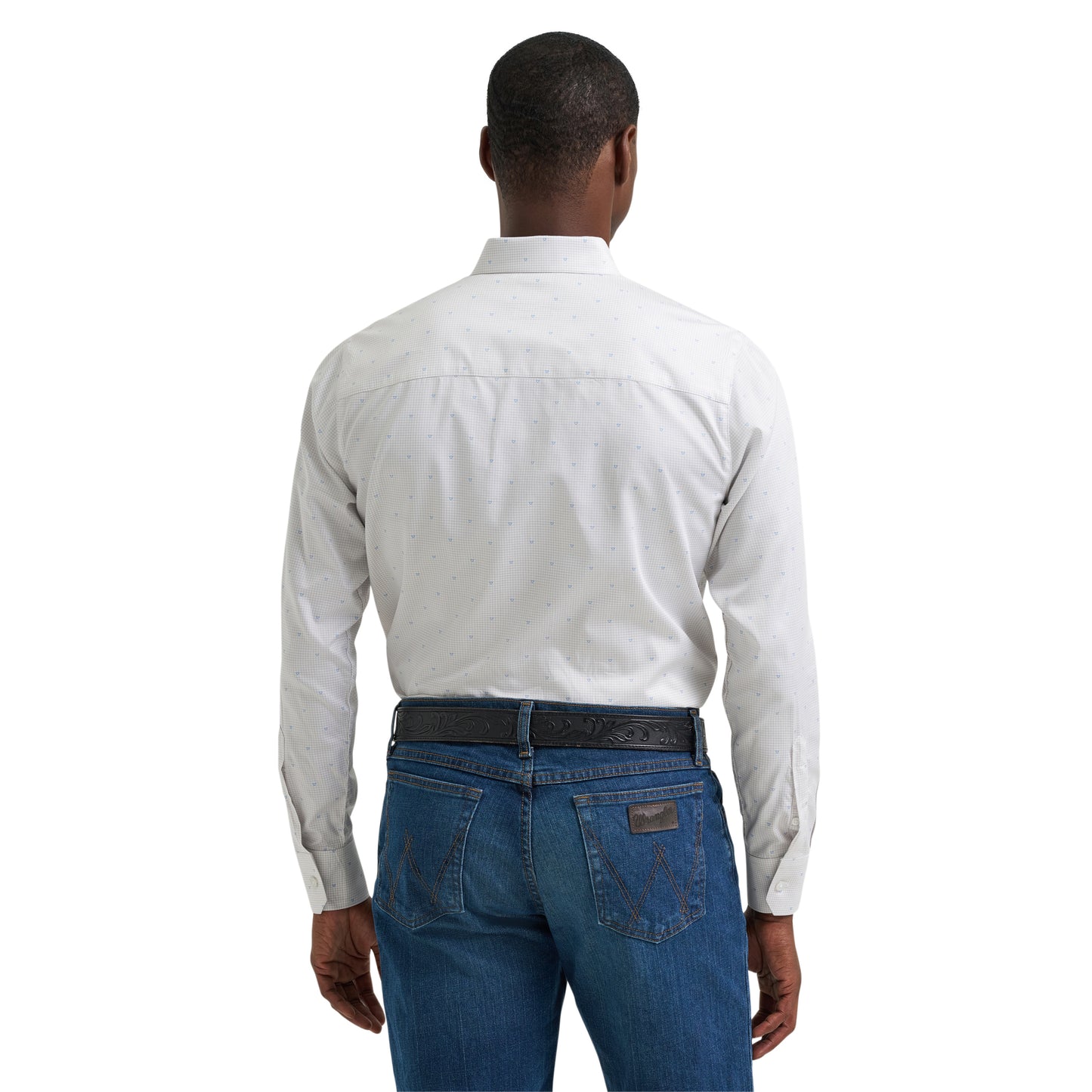 Wrangler X Cody Johnson Men's White & Blue Button Down Shirt 112381546