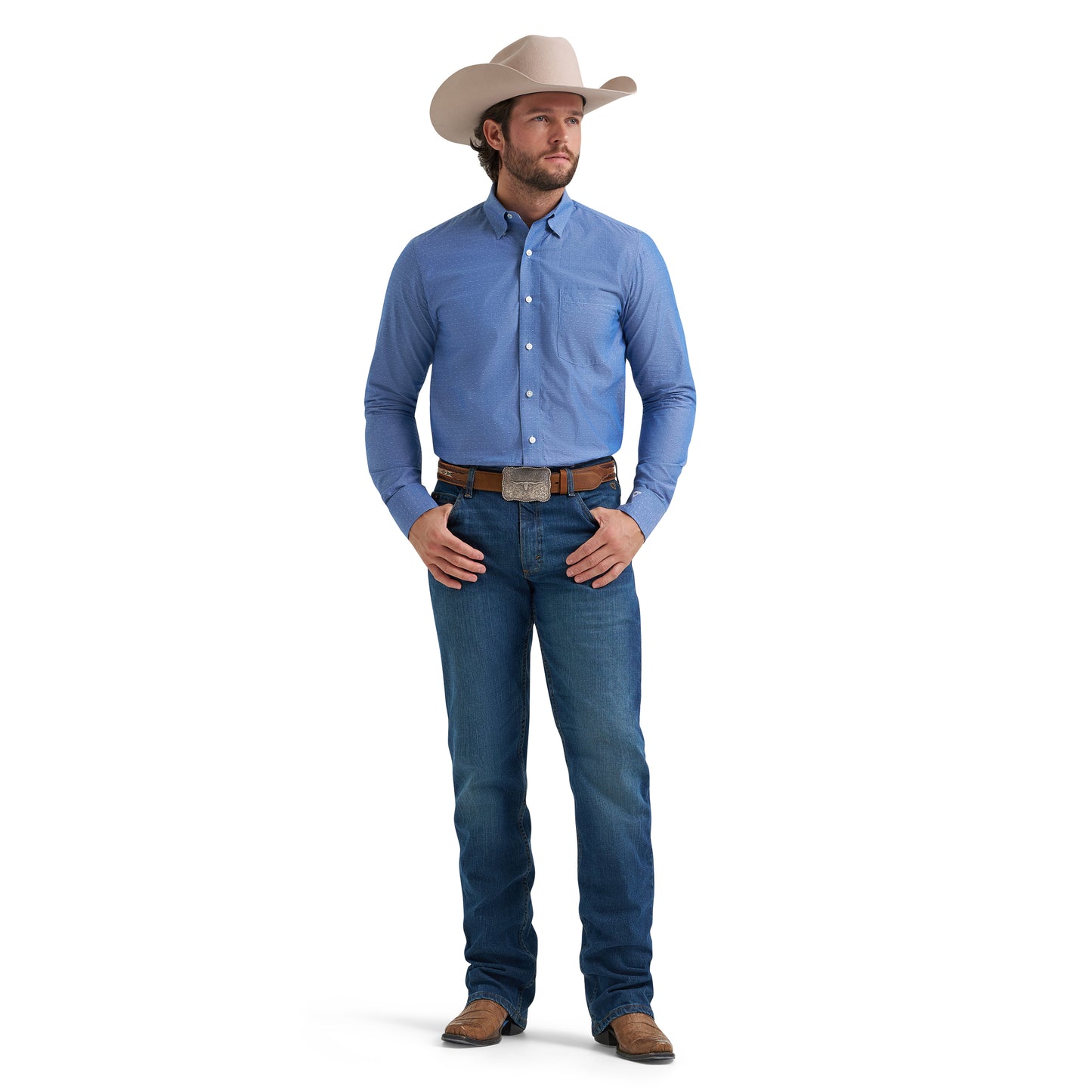 Wrangler X Cody Johnson Men's Blue Button Down Shirt 112381549