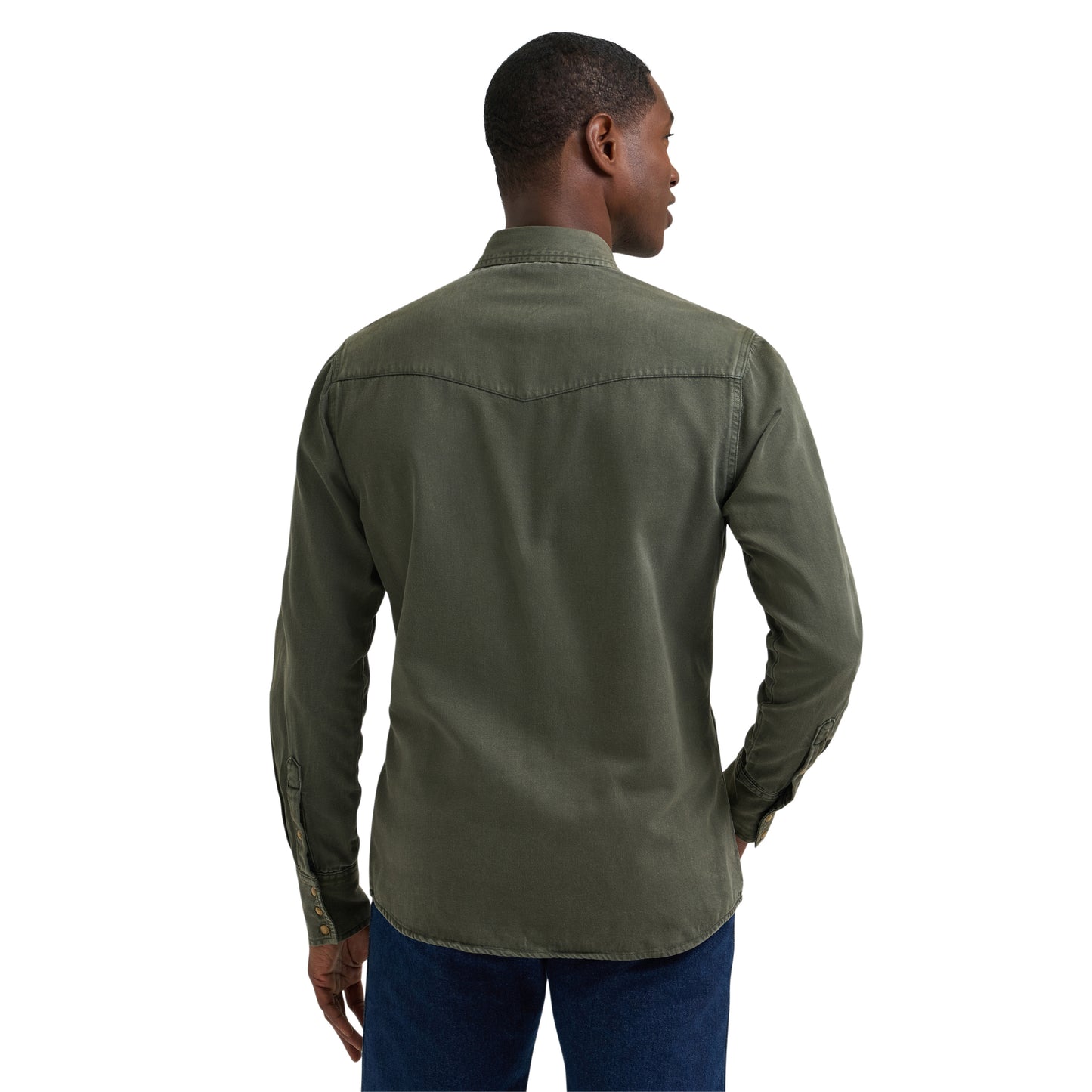 Wrangler Men's Olive Denim Snap Shirt 112381633