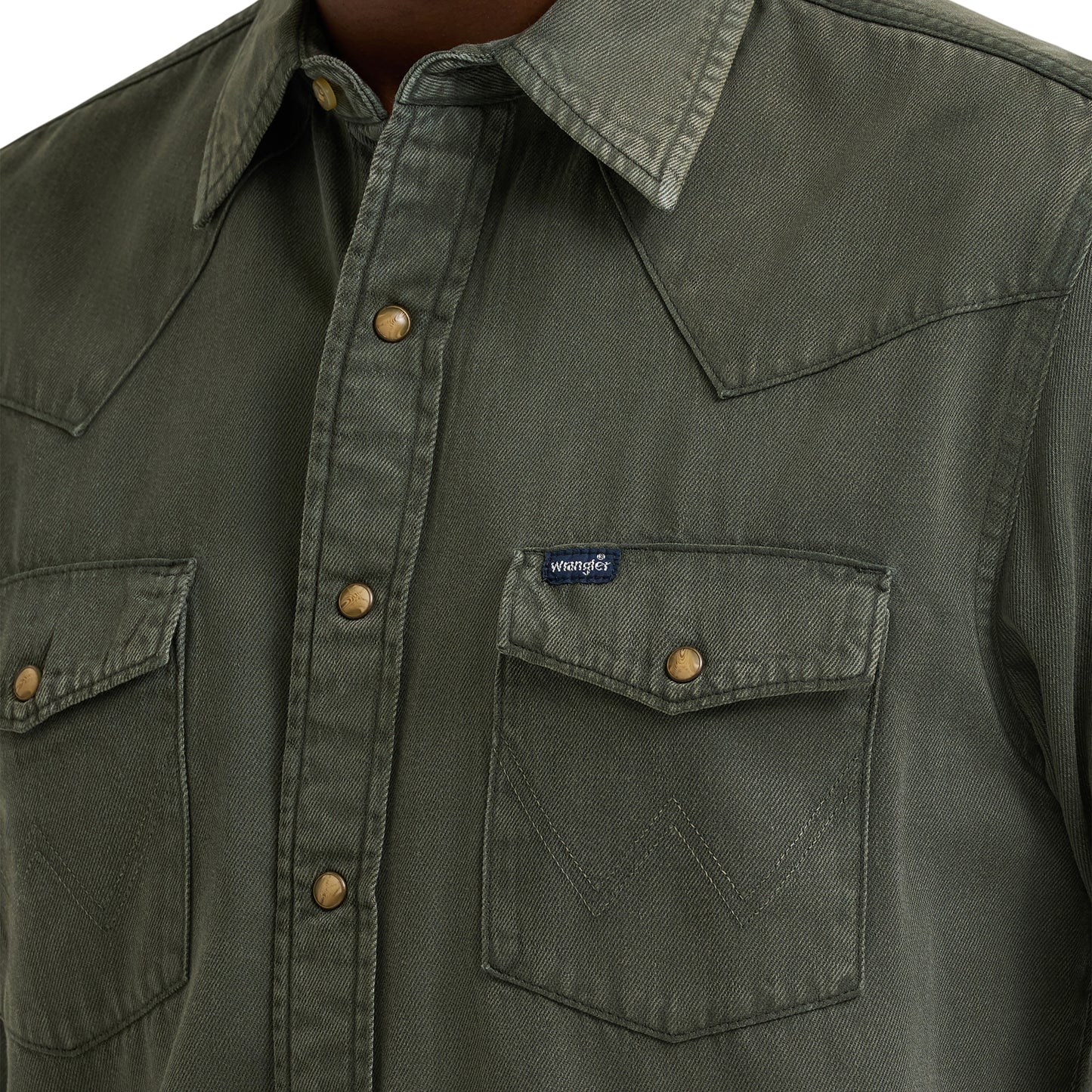 Wrangler Men's Olive Denim Snap Shirt 112381633