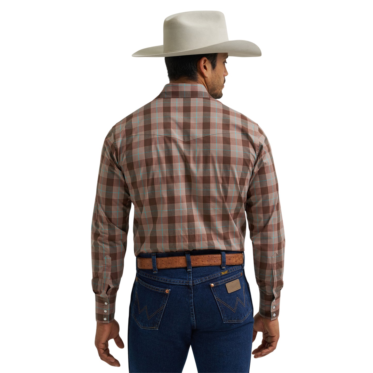 Wrangler men's Wrinkle Resist Logo brown Button Down 112381649