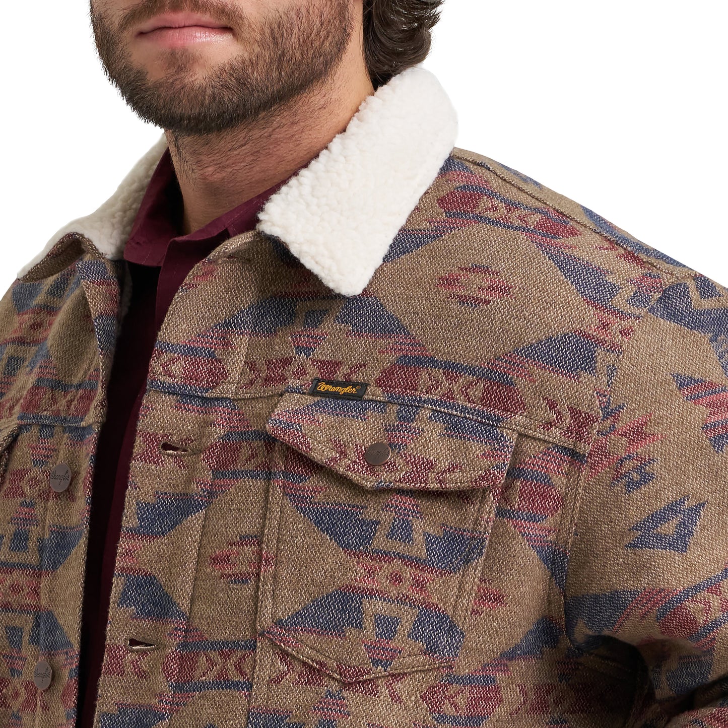 Wrangler Men's Jacquard Blue Nights Sherpa Lined Jacket 112381904