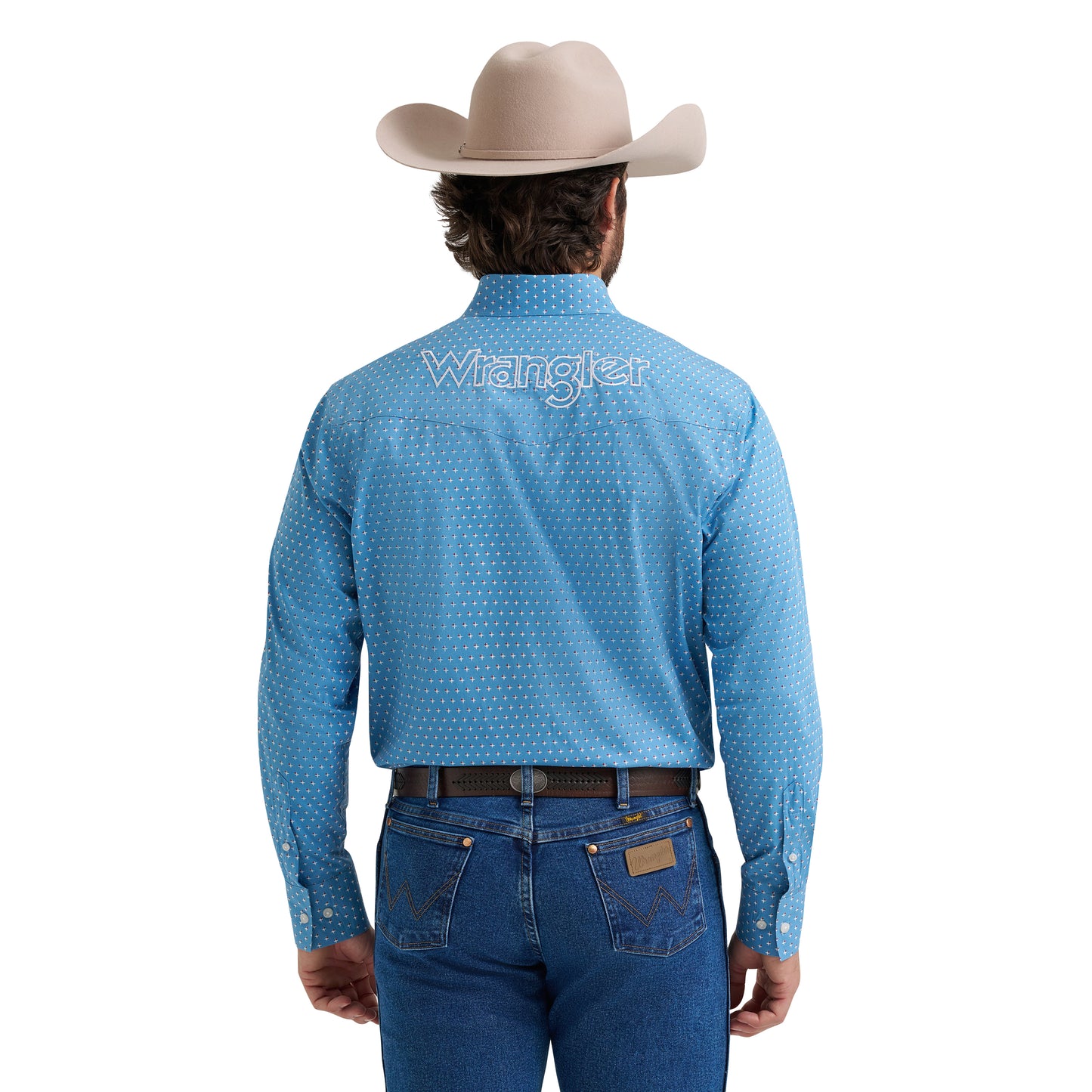 Wrangler Men's Logo Blue Button Down Shirt 112381985