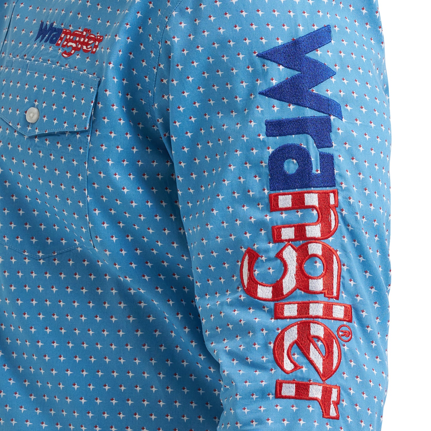 Wrangler Men's Logo Blue Button Down Shirt 112381985