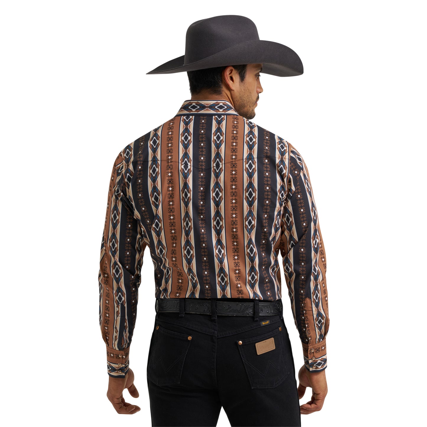 Wrangler Men's Checotah Western Classic Fit Brown Button Down 112381991