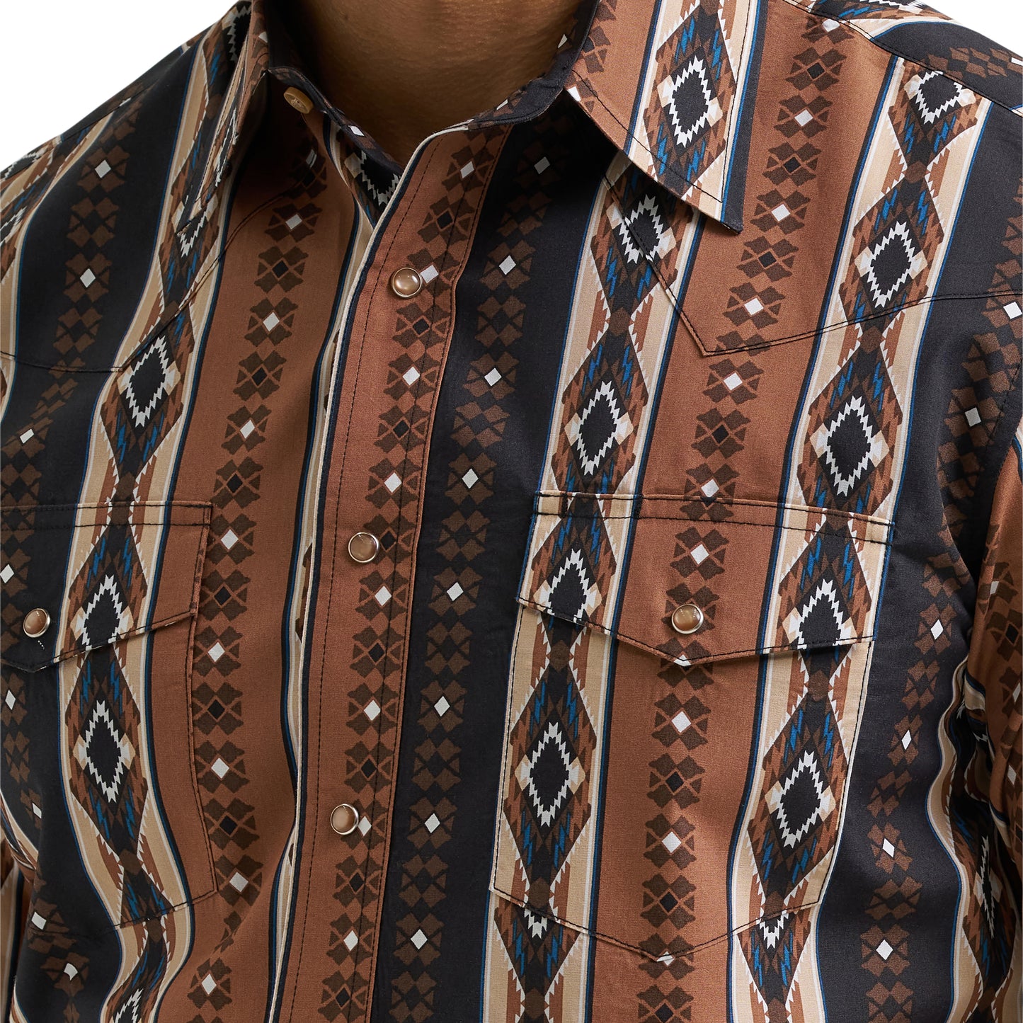 Wrangler Men's Checotah Western Classic Fit Brown Button Down 112381991