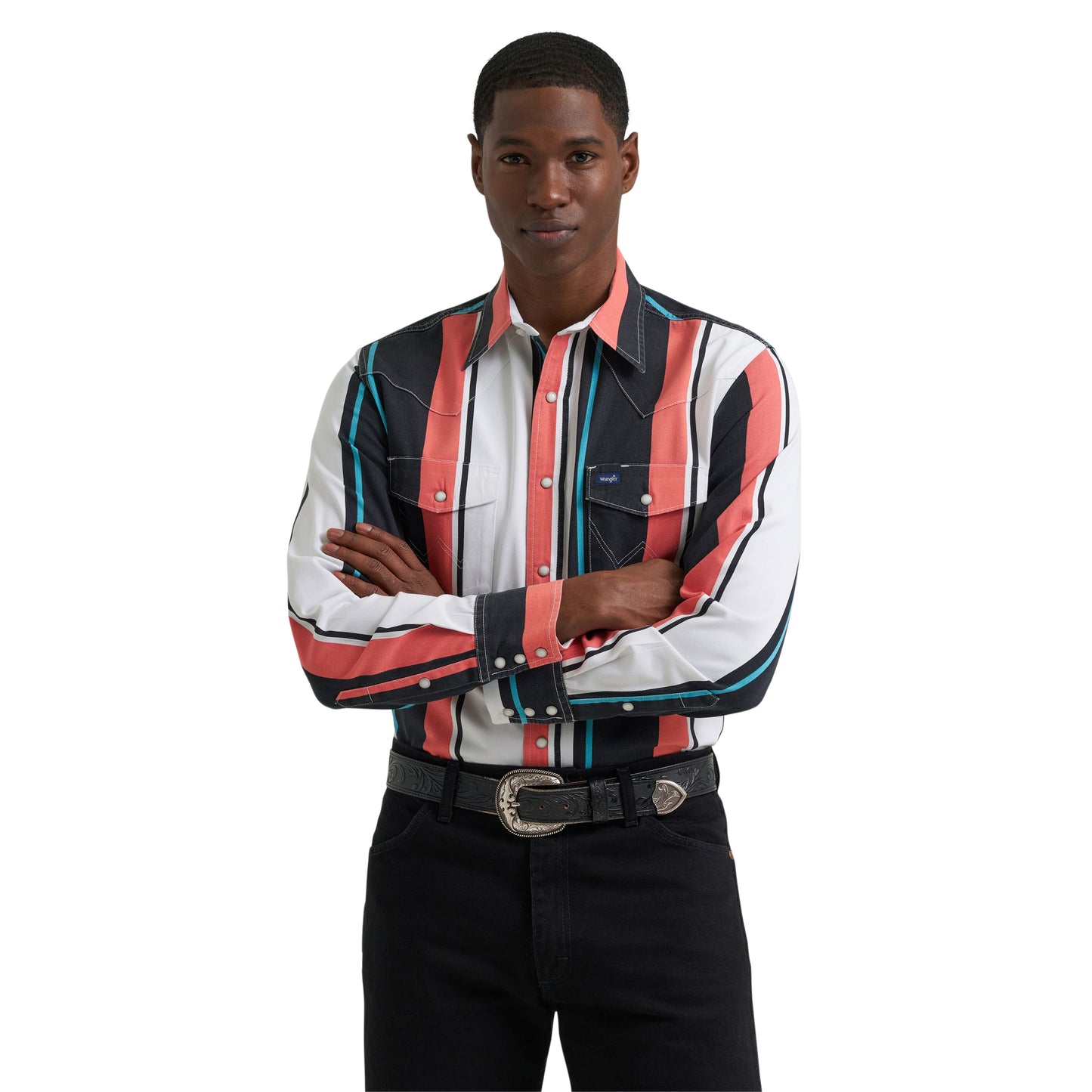 Wrangler Men's Vintage Inspired Brushopper Classic Fit Black Button Down 112381997