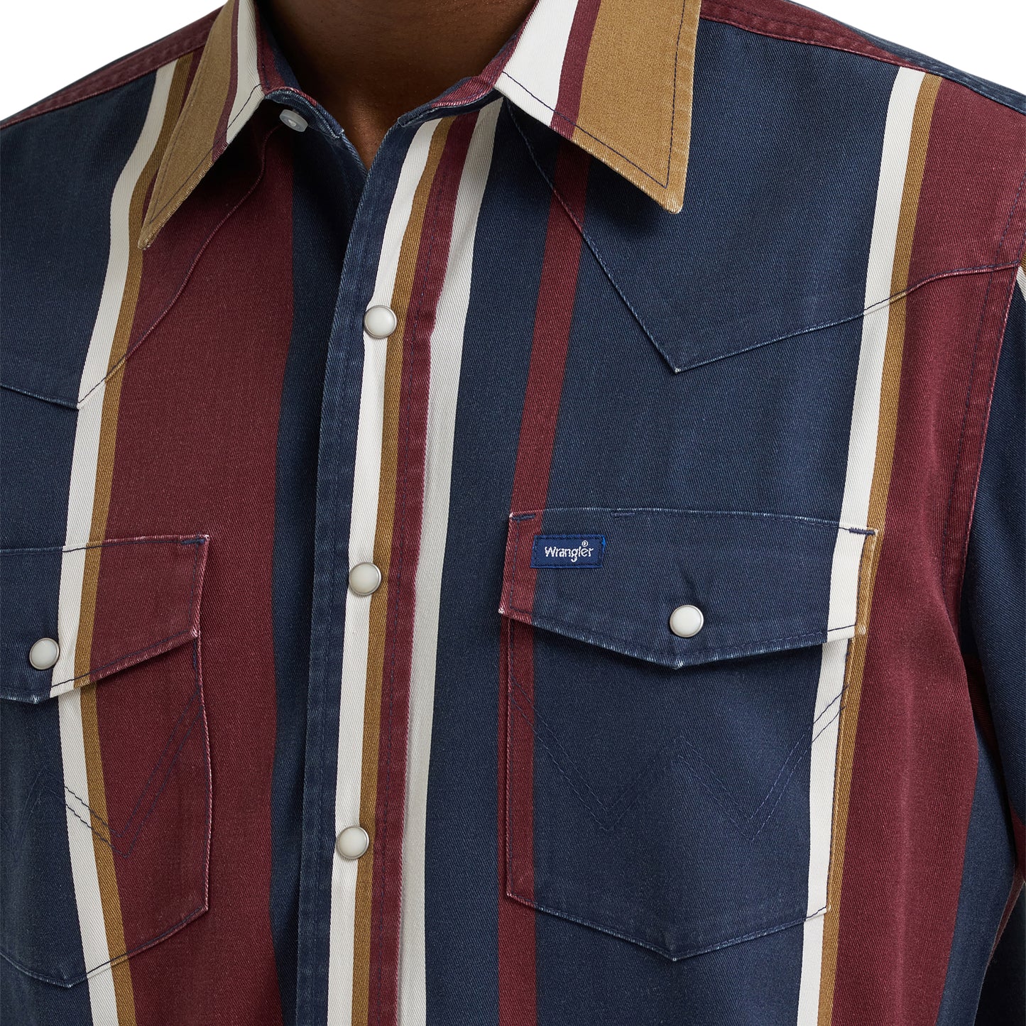 Wrangler Men's Vintage Inspired Brushopper Classic Fit Navy Button Down 112381998