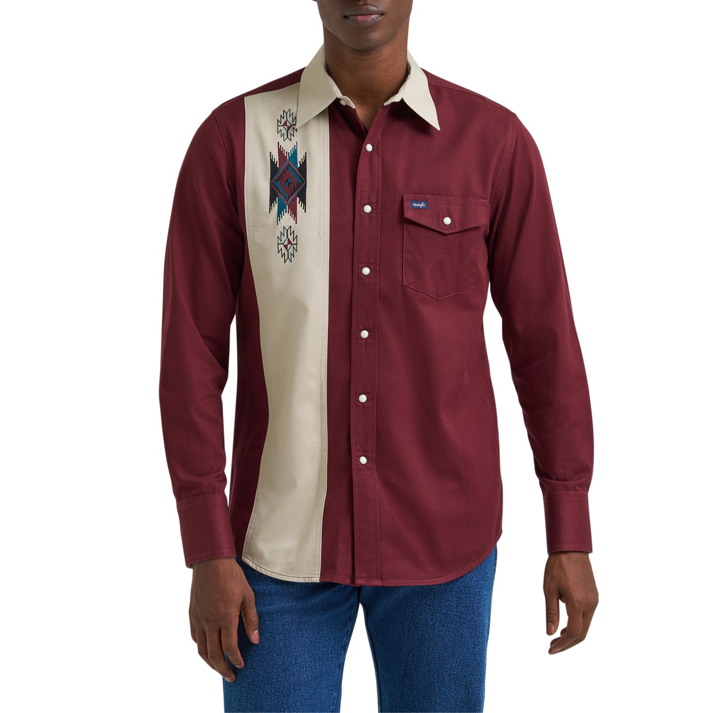 Wrangler Men's Vintage Inspired Classic Fit Red Button Down 112382000