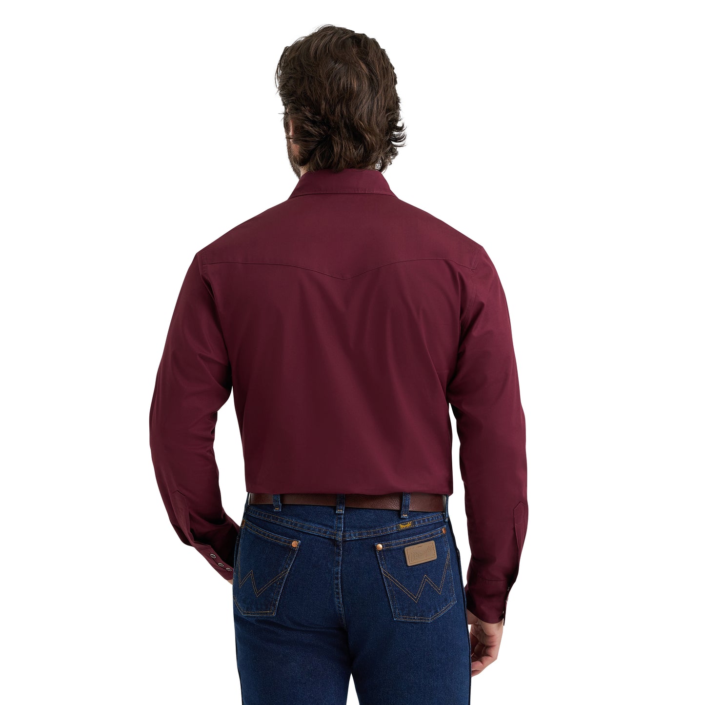 Wrangler Men's Western Classic Fit Burgundy Button Down 112382003
