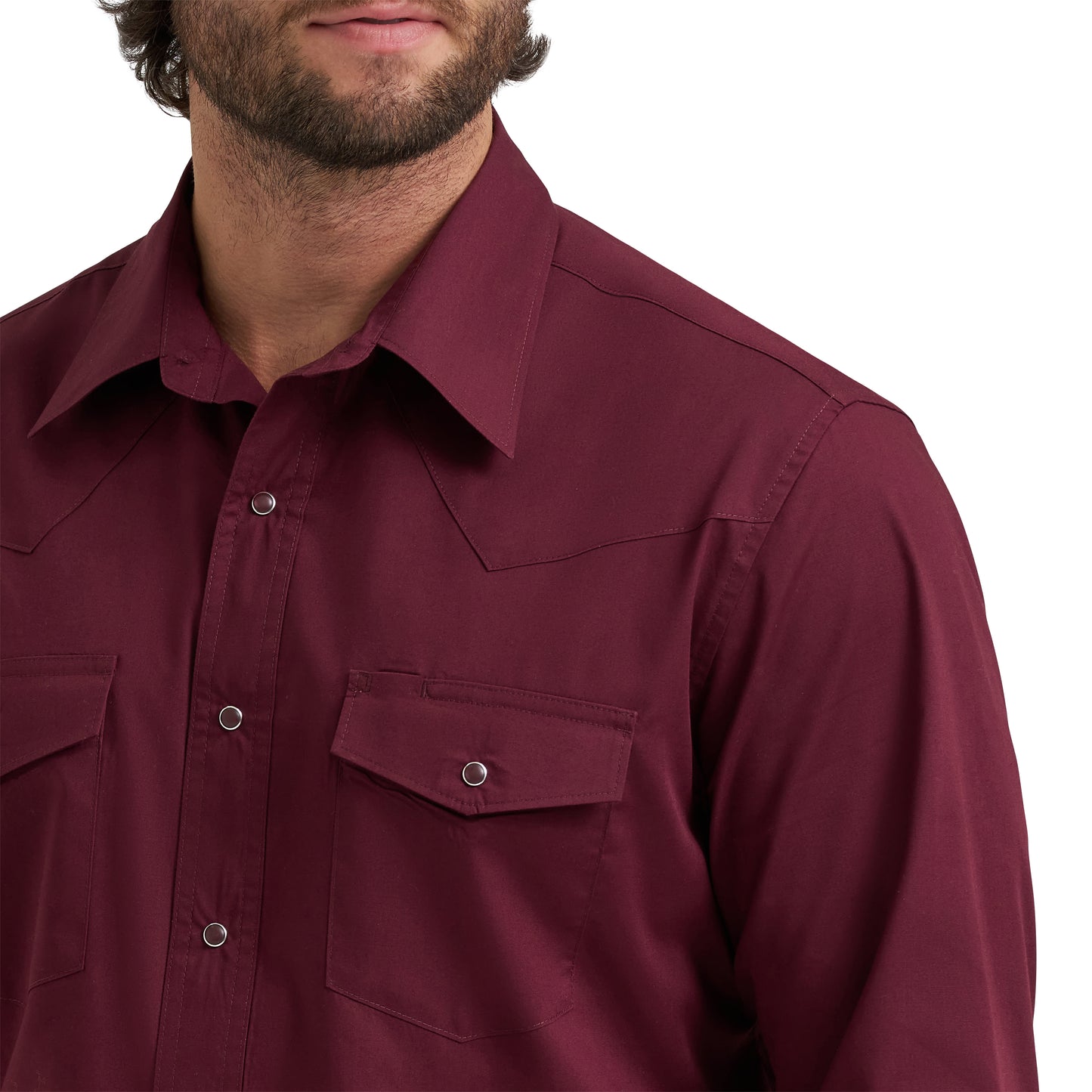 Wrangler Men's Western Classic Fit Burgundy Button Down 112382003