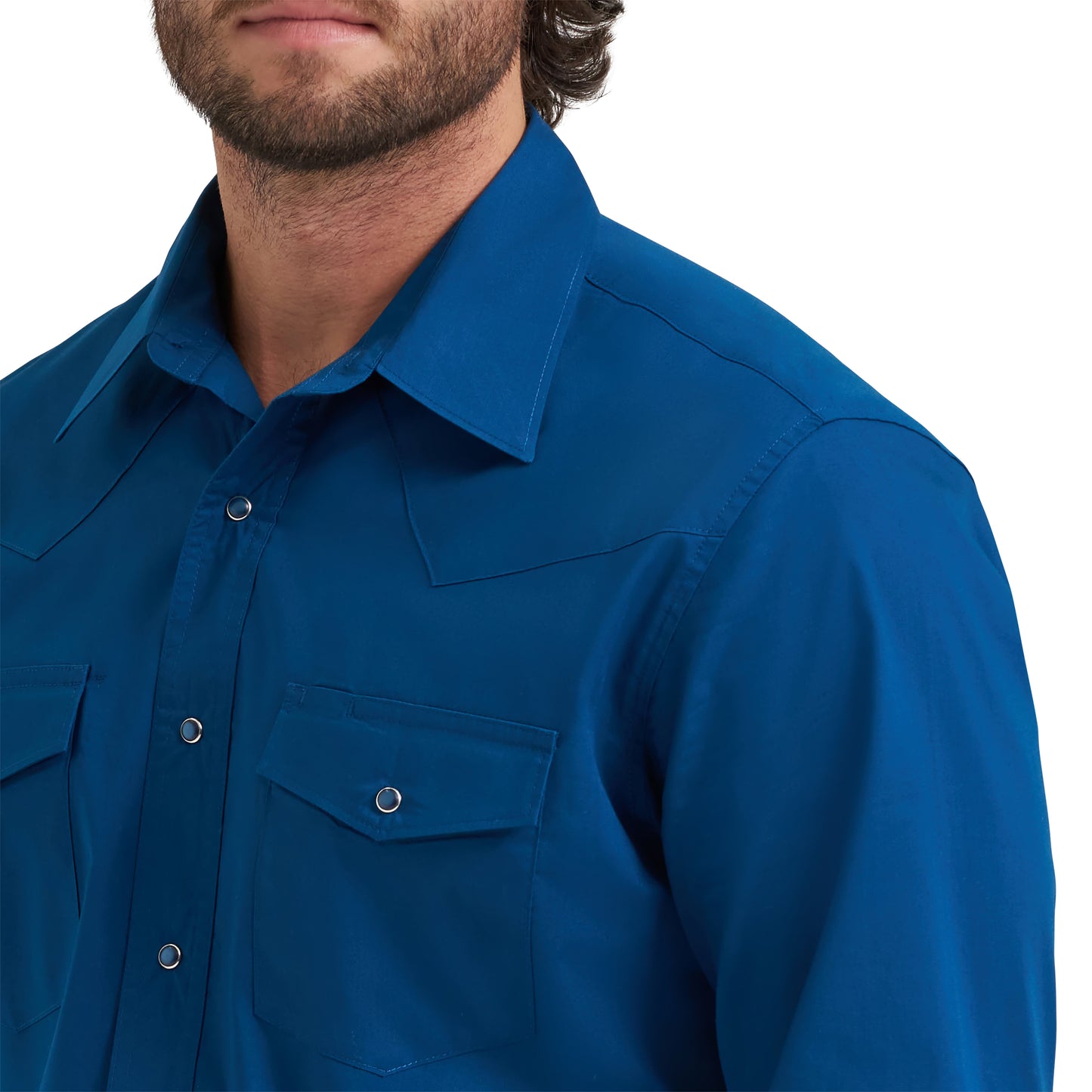Wrangler Men's Western Classic Fit Blue Button Down 112382004