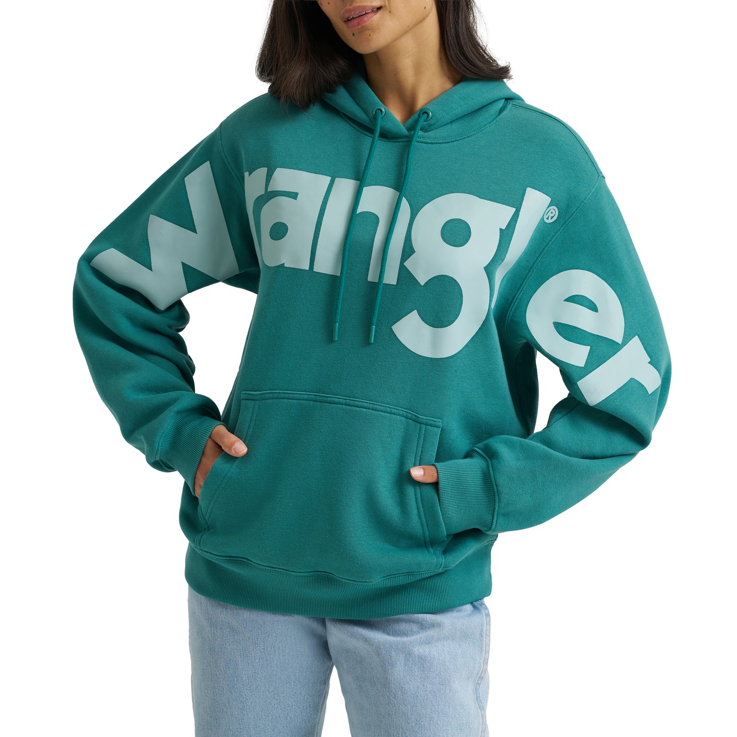 Wrangler Ladies Retro Vintage Turquoise Hoodie 112382680