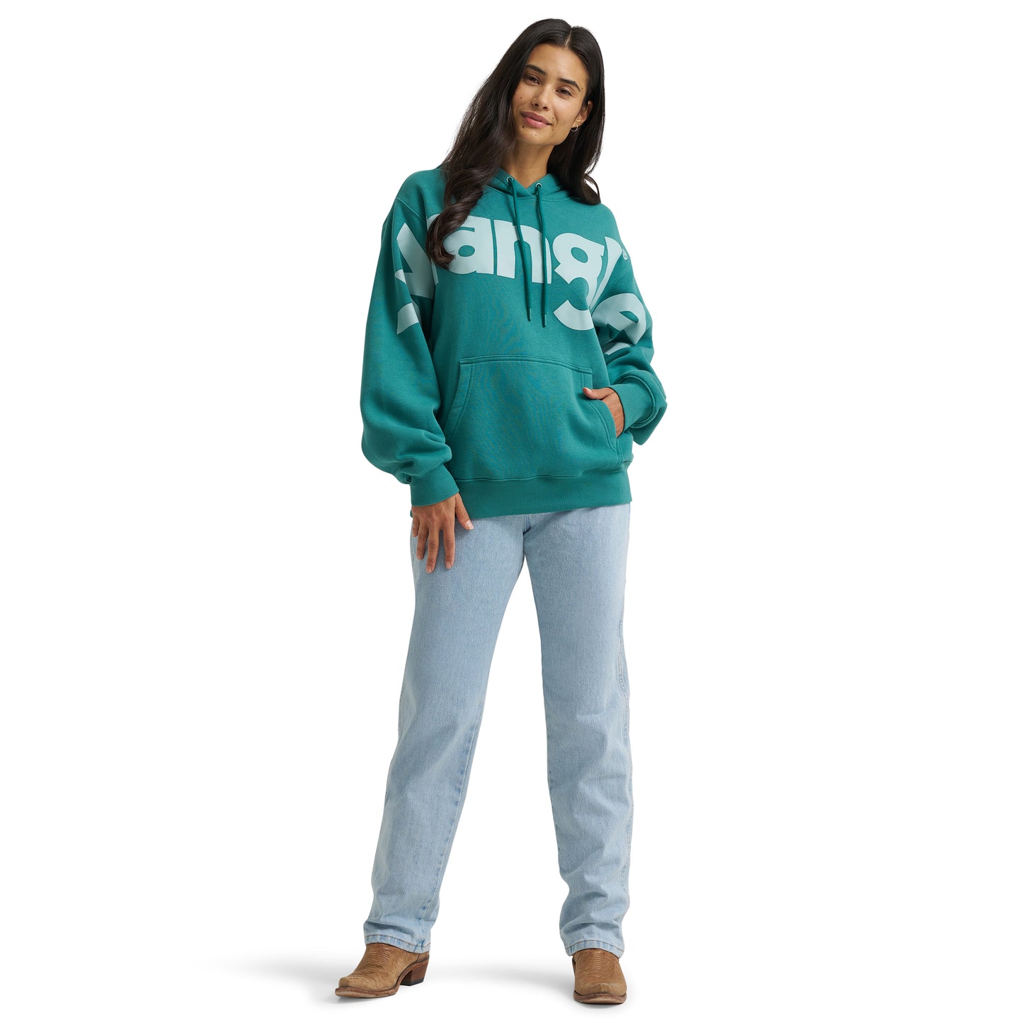 Wrangler Ladies Retro Vintage Turquoise Hoodie 112382680