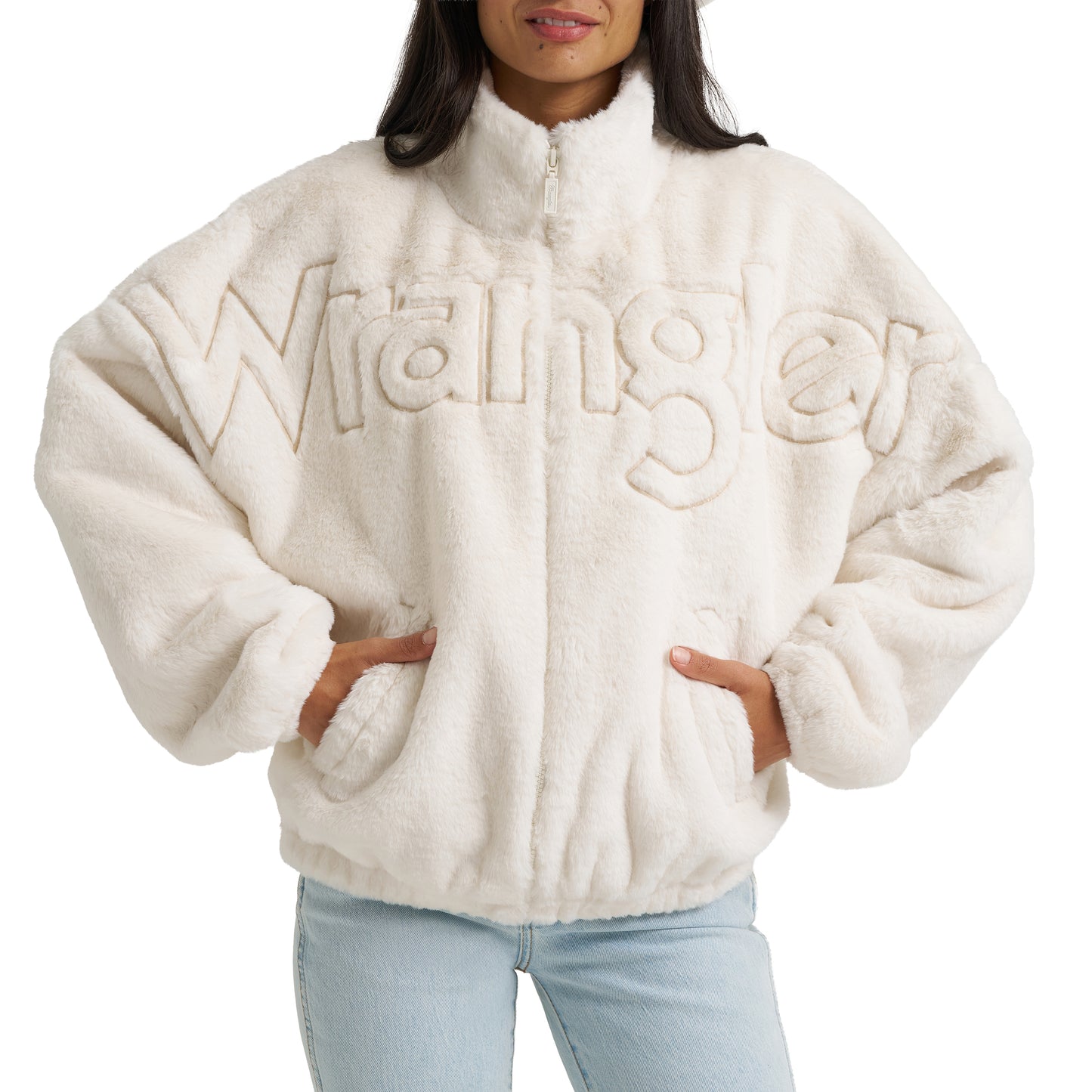 Wrangler Ladies Retro® White Logo Faux Fur Jacket 112382726