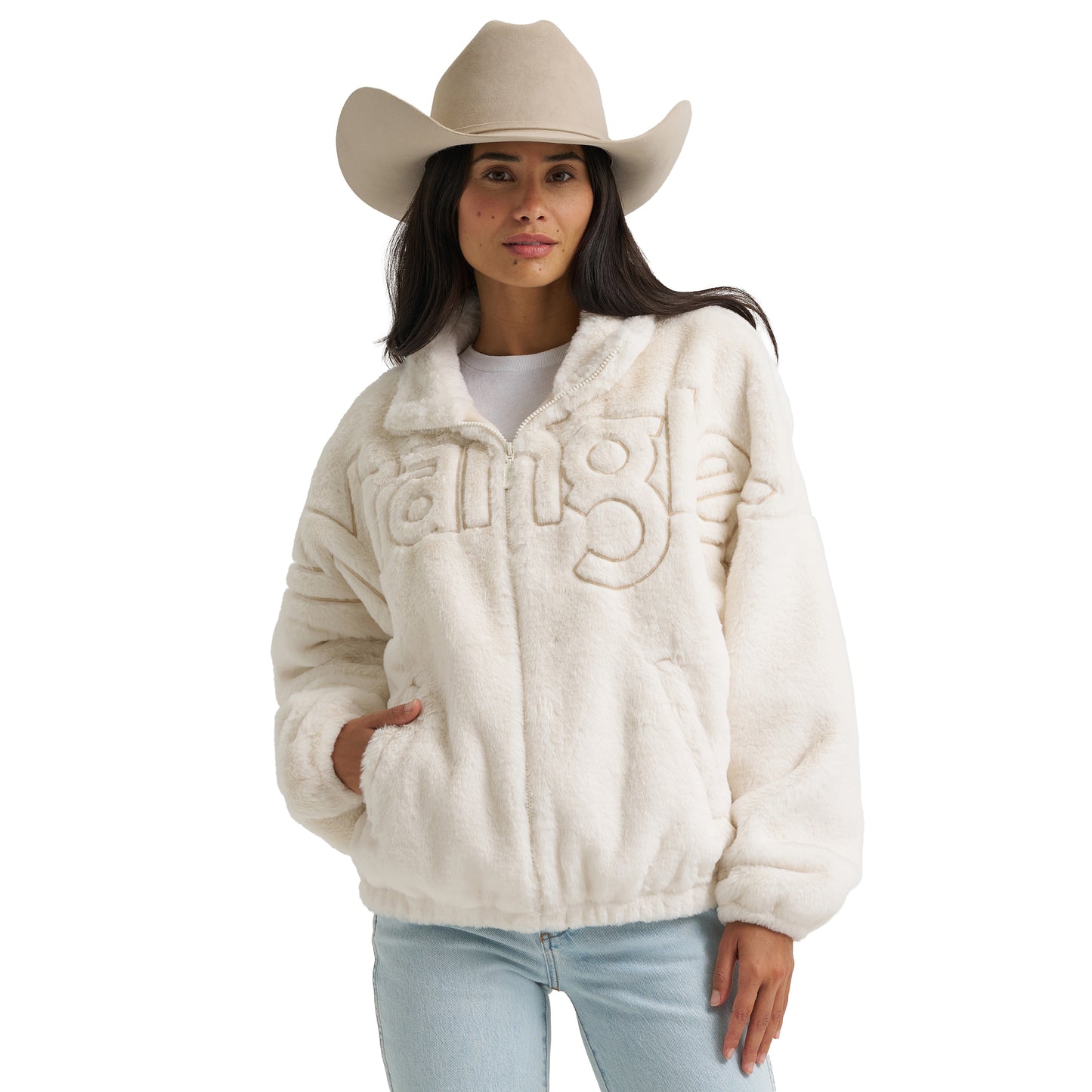Wrangler Ladies Retro® White Logo Faux Fur Jacket 112382726